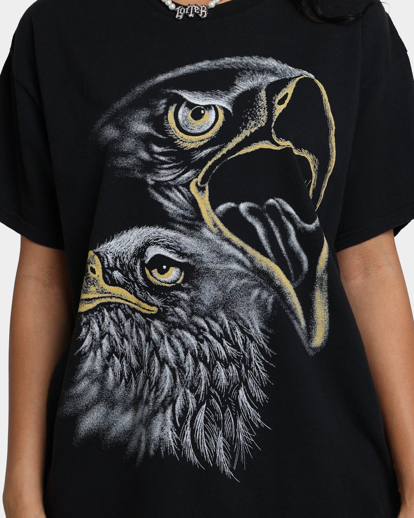 Vintage American Thrift Eagles Graphic T-Shirt - Black Washed Cotton Tee for Men & Women - Perfect for Casual Wear, Street Style & Retro Outfits