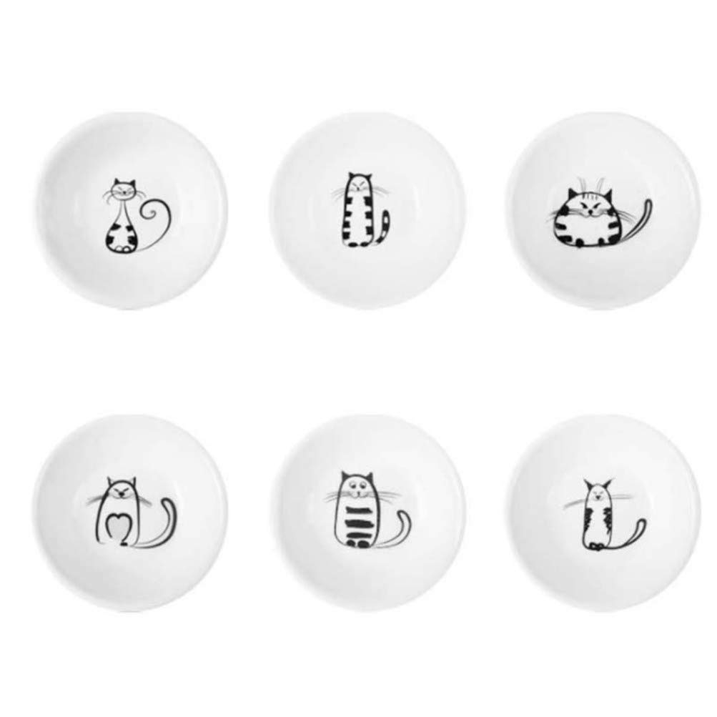 Cute Cat Ceramic Side Sauce Dishes - Heart Sushi Soy Dipping Bowl, Porcelain Small Tea Bag Holder & Olive Oil Dipping Bowl for Kitchen, Dining & Party Serving | Perfect for Sushi, Tea, Appetizers & Condiments