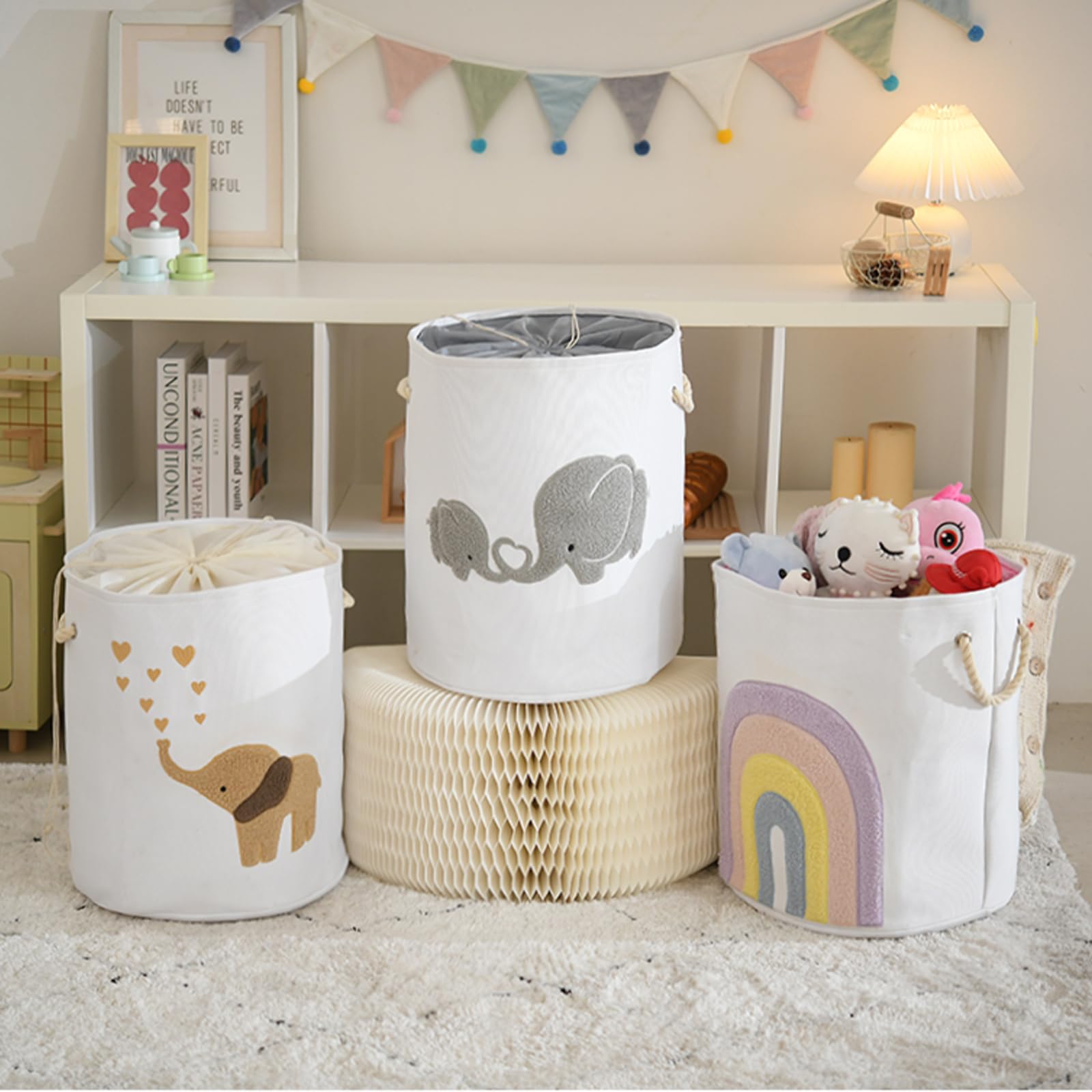 Extra Large Baby Hamper & Nursery Laundry Basket - 58L Collapsible Canvas Storage for Kids Toys, Baby Clothes & Dorm Essentials | Perfect for Nursery Organization, College Dorm Room & Playroom Storage