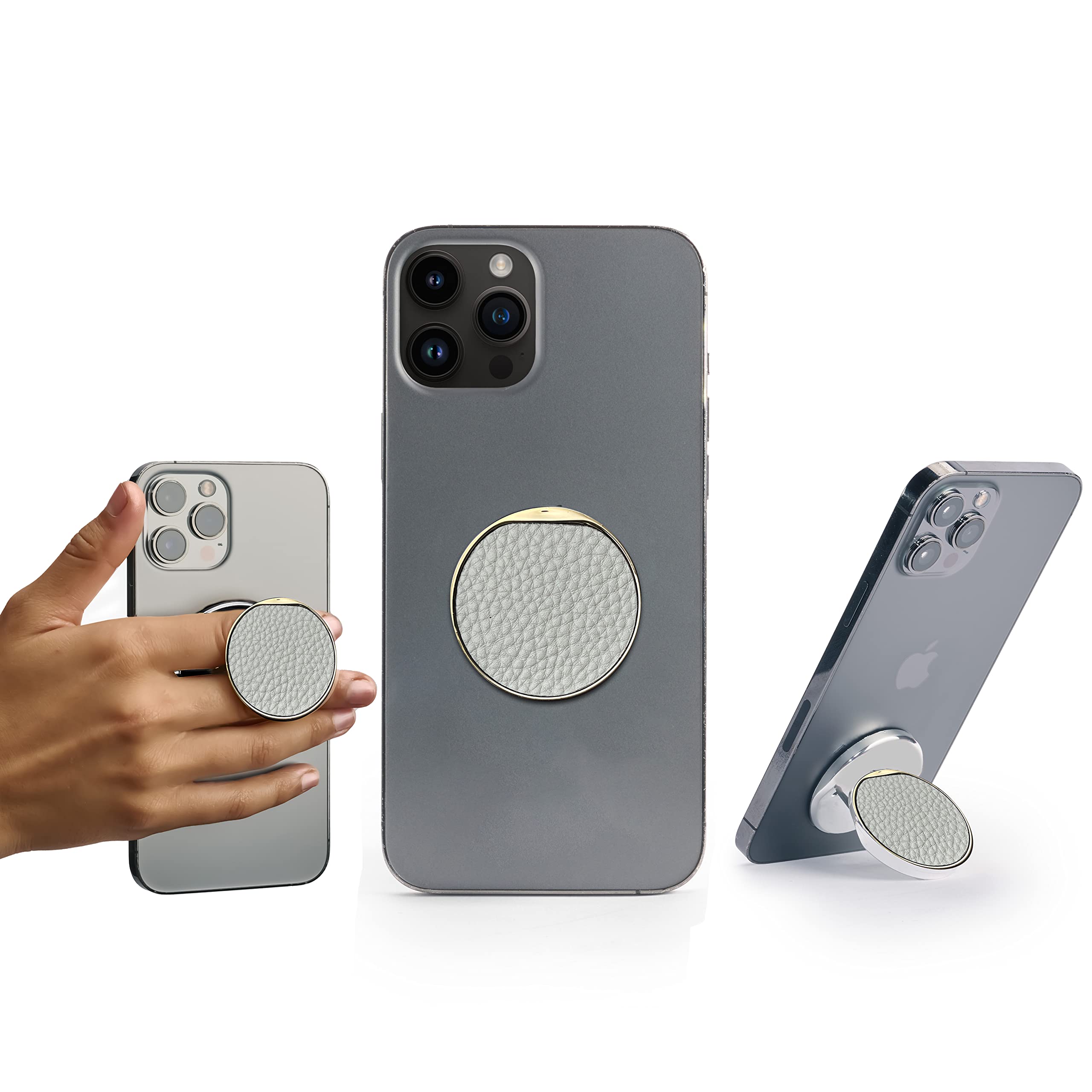 HANDL New York: White - Handl O Elements Collection - Phone Grip and Stand for Smartphone - Perfect for Home, Office, and Travel Use