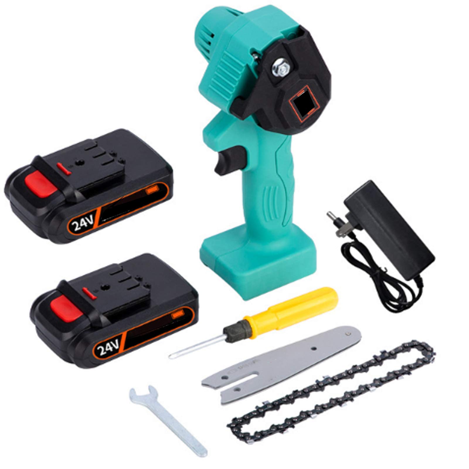 4 Inch Cordless Mini Chain Saw - 24V Rechargeable Battery, One-Hand Electric Pruning Saw for Tree Cutting, Branch Trimming & Yard Work | Perfect for Gardening, Landscaping & DIY Wood Projects (Blue)
