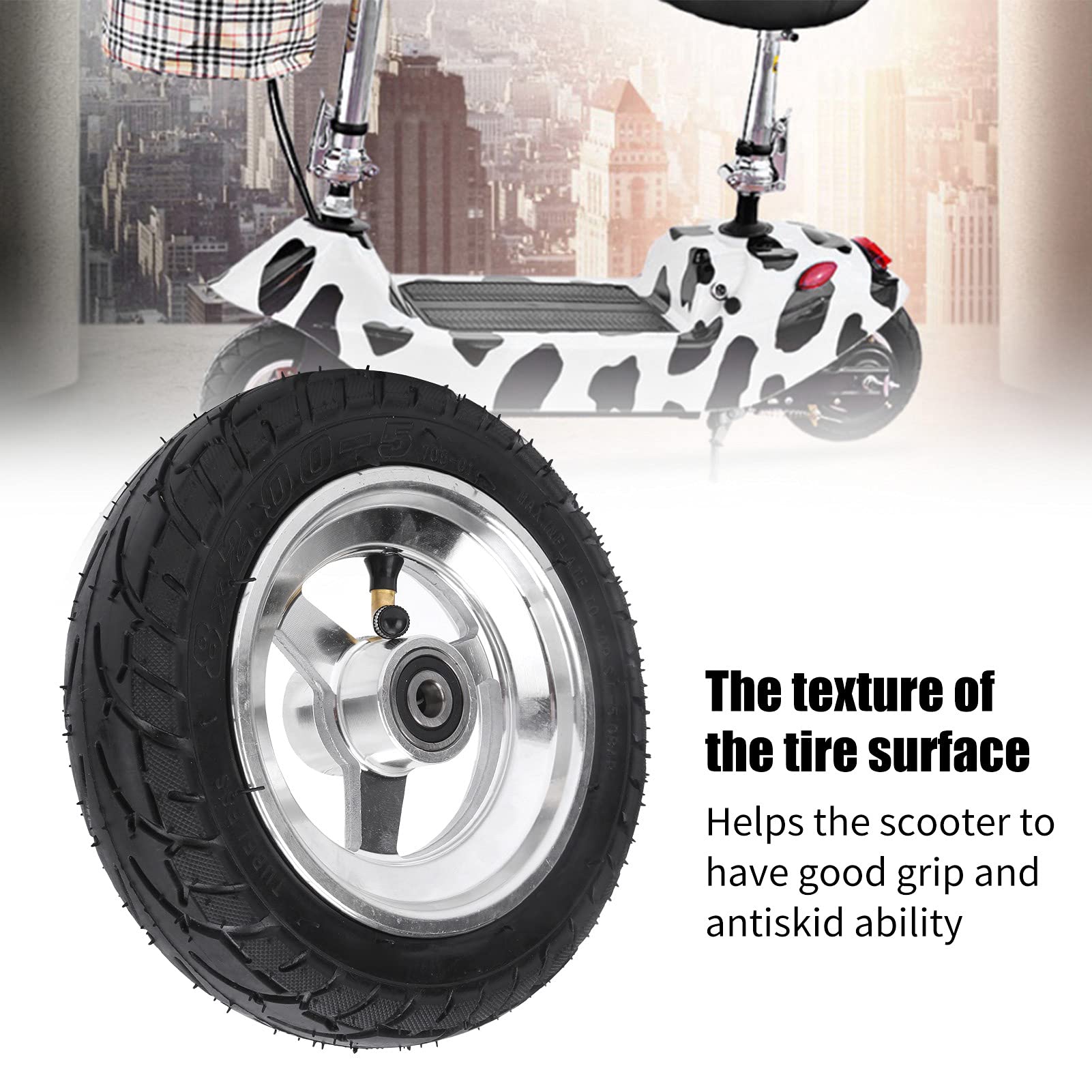 VBESTLIFE 8x2.00-5 Electric Scooter Tires - Pneumatic Air-Filled Tires with Durable Stainless Steel Wheel Hub - Perfect for Commuting, Urban Travel & Last-Mile Delivery