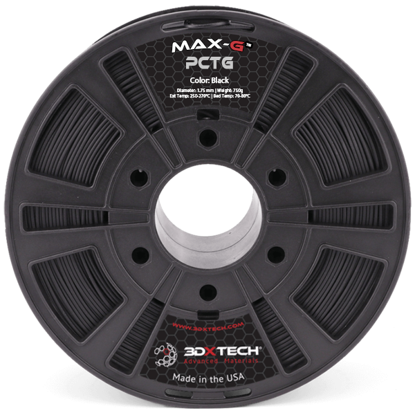3DXTech MAX G PCTG 1.75mm 3D Printer Filament - 750g Spool, Black - High Strength, Low Warping for Functional Parts, Prototypes & Engineering Applications