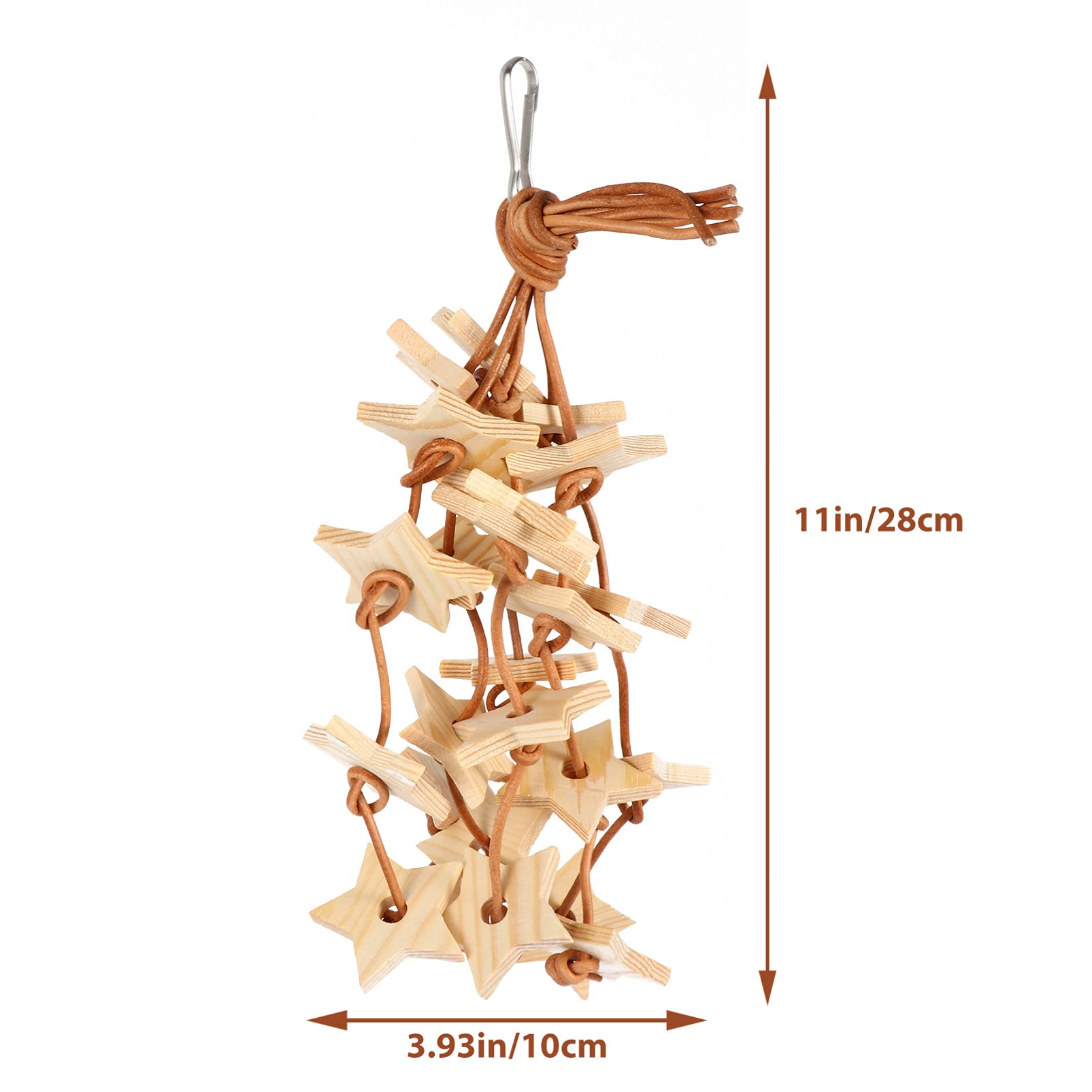 Balacoo Wooden Star Chew Toy for Parrots - Hanging Cage Toy for Birds, Chewing & Grinding Pendant - Natural Wood Molar Toy for Parrot Beak Care - Perfect for Playtime & Stress Relief in Bird Cages