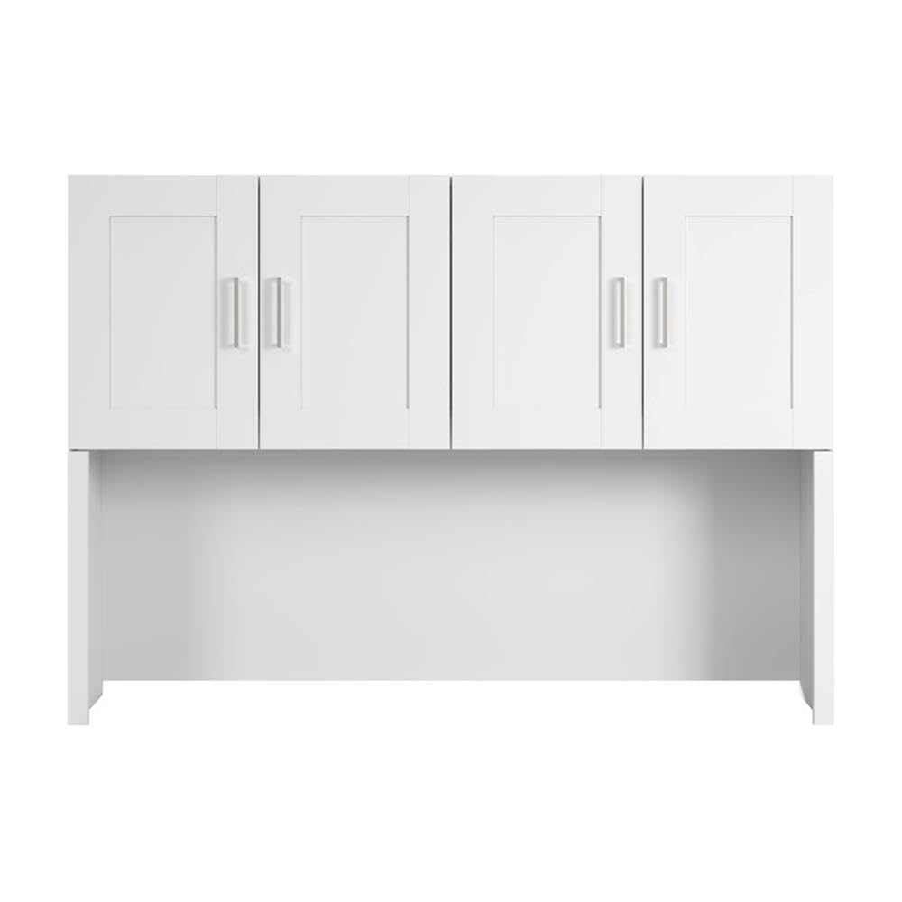 Bush Business Furniture Hampton Heights 60W White Computer Hutch - Desk Attachment for Home Office & Professional Workspace | Perfect for Organizing Files, Books & Office Supplies in Modern Workspaces
