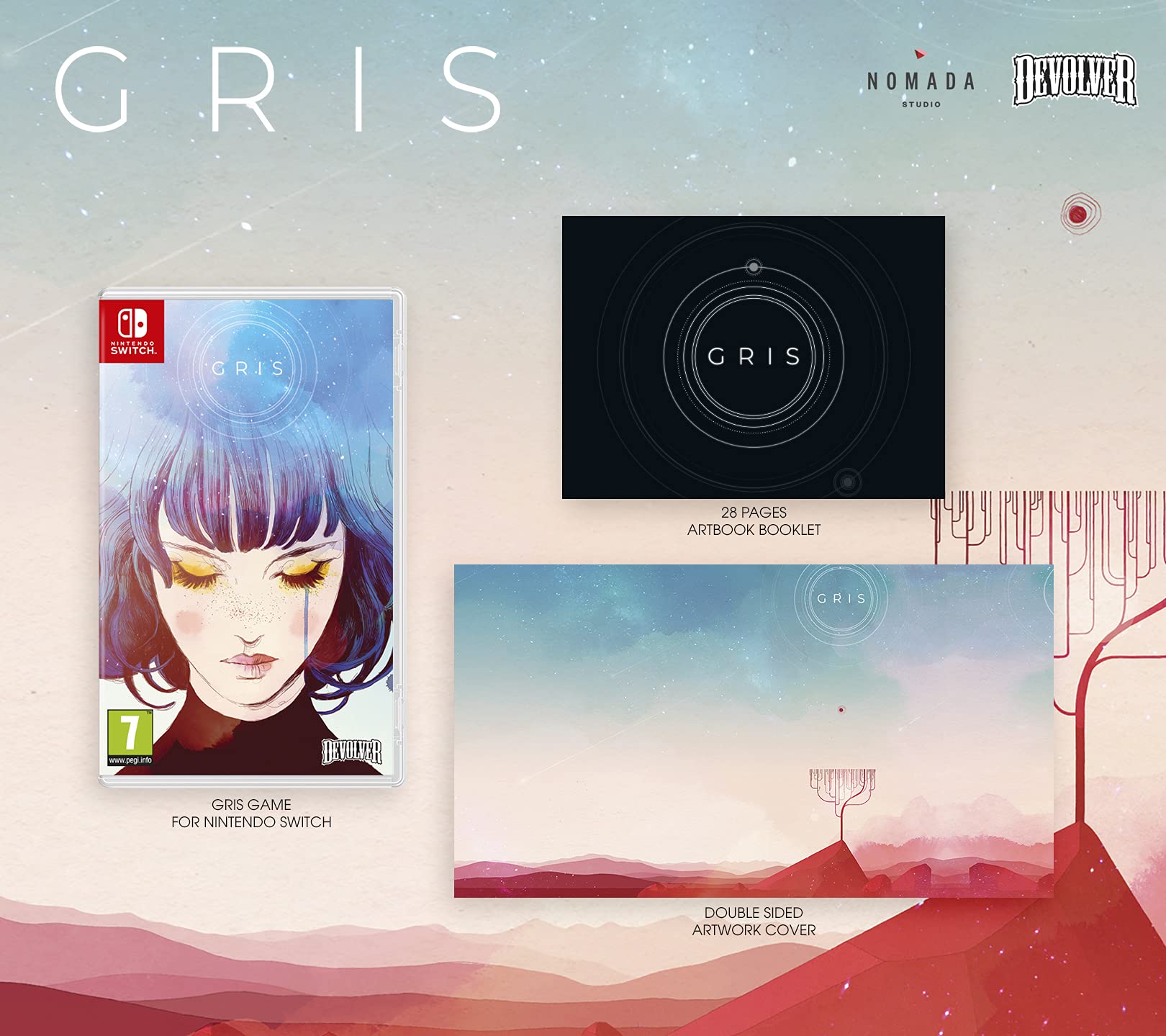 GRIS Nintendo Switch Game - Award-Winning Indie Adventure for Relaxing & Emotional Gaming Experience - Perfect for Stress Relief & Story-Driven Gameplay