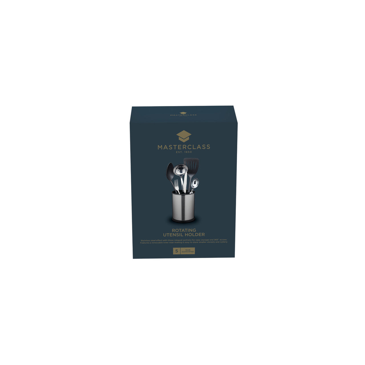 Premium Rotating Stainless Steel Utensil Holder - Organize Kitchen Tools with 360° Rotation | Perfect for Countertop Storage, Cooking & Baking Accessories Organization