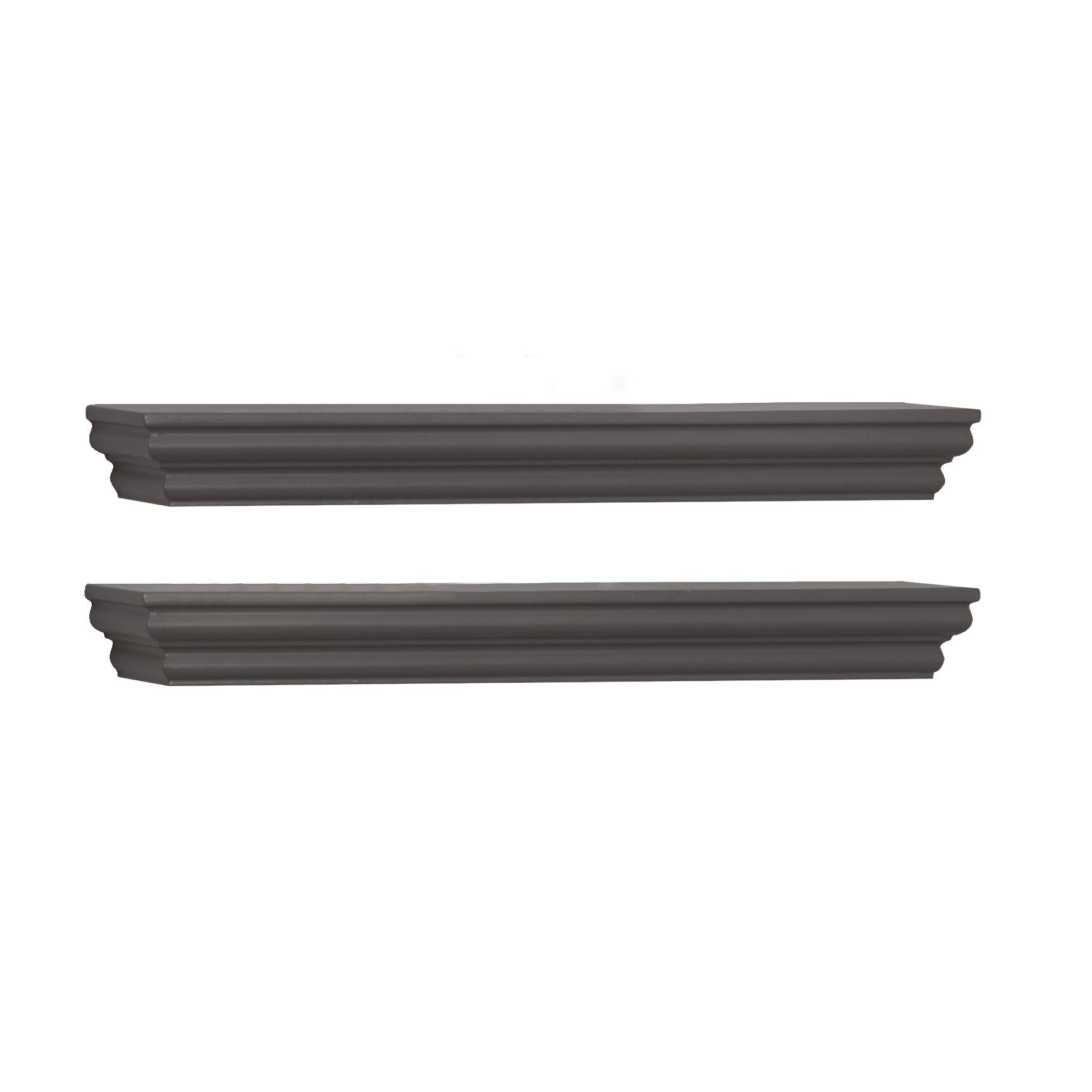 Melannco Floating Wall Mounted Moulding Shelf Set of 2, Gray - 5238439 | Modern Wall Shelves for Living Room, Bedroom & Bathroom Storage Decor