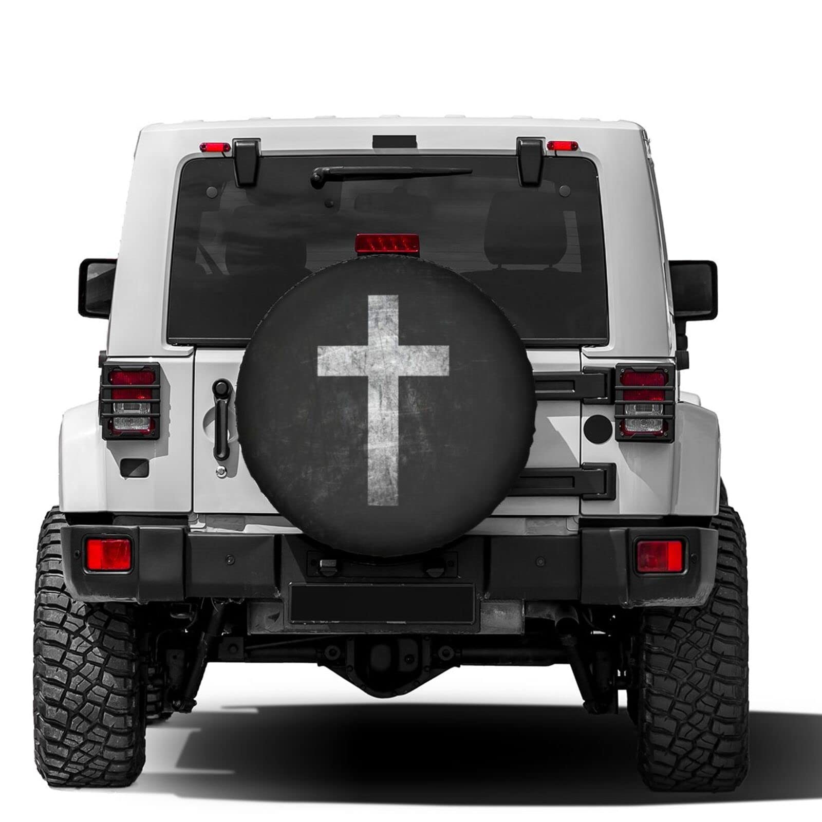Jesus Cross Spare Tire Cover - 17 Inch Dust-Proof Wheel Protector for Trailers, RVs, SUVs & Vehicles - Perfect for Road Trips & Outdoor Adventures