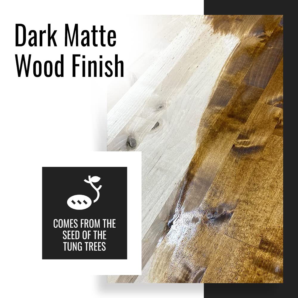 Premium Real Milk Paint & Dark Tung Oil for Wood Finishing - 1 Gallon | Food Safe, Waterproof Wood Stain for Cutting Boards, Butcher Blocks, Outdoor Furniture & Wood Flooring | Ideal for DIY Projects & Professional Woodworking