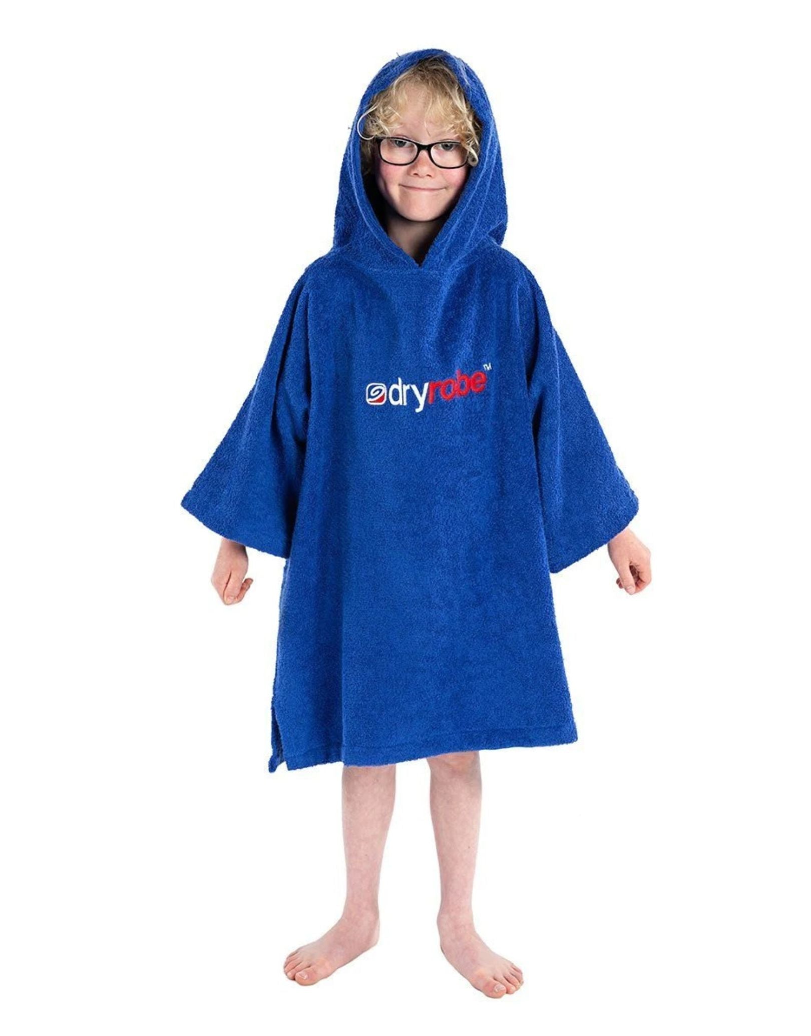 Organic Cotton Kids Short Sleeve Towel Poncho for Boys & Girls Ages 5-9 | Soft Hooded Bathrobe for Swimming, Beach & Pool Aftercare