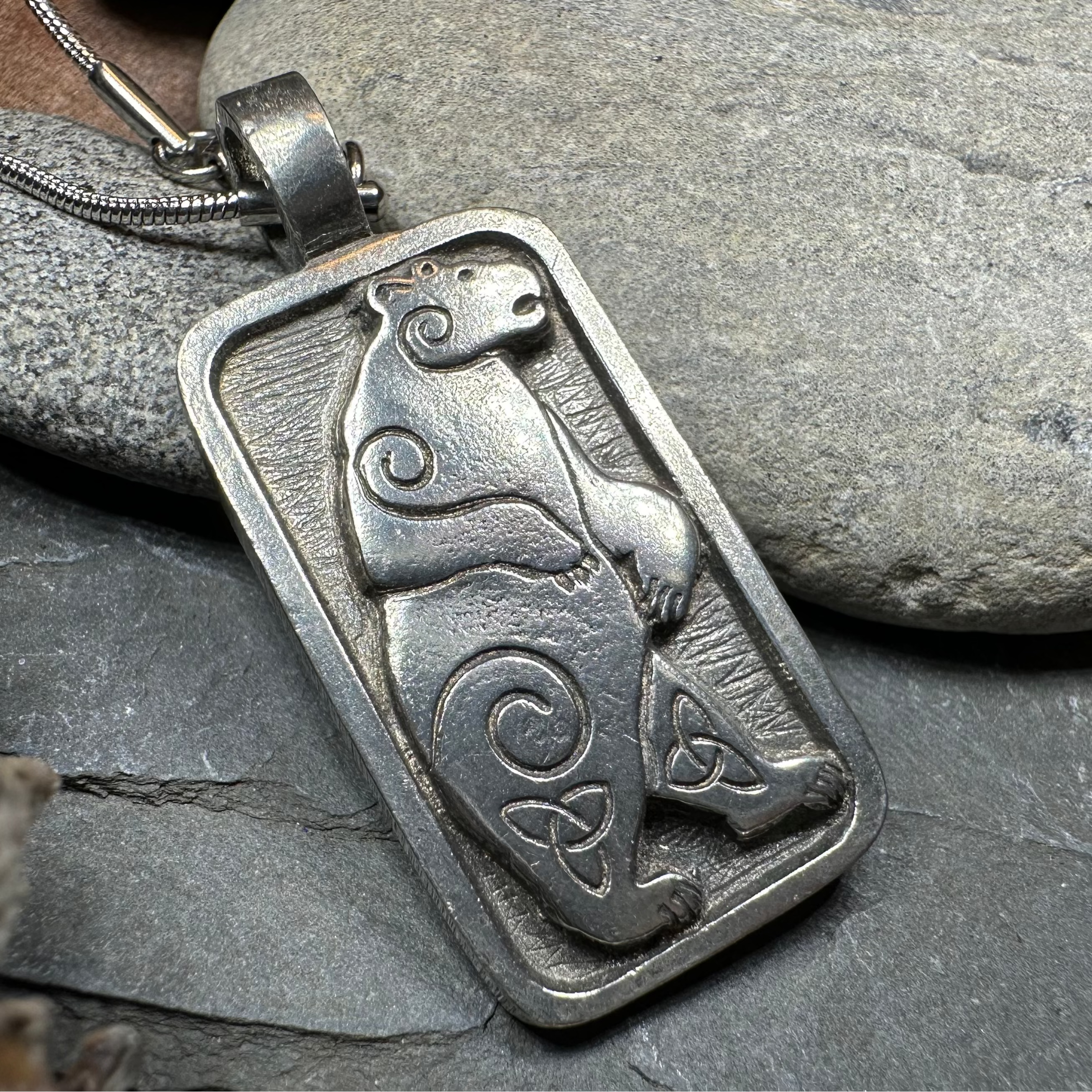Celtic Spiral Bear Pewter Pendant Necklace for Men & Women - Viking Jewelry, Norse Mythology Gift, Spiritual Protection Amulet - Perfect for Everyday Wear, Pagan Festivals & Viking Cosplay