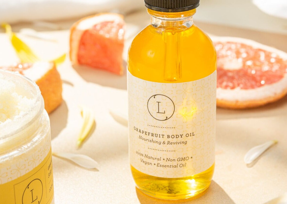 Refreshing Grapefruit Moisturizing Set - Hydrating Body Oil & Exfoliating Scrub for Dry Skin | Perfect for Spa Day & Self-Care Routine