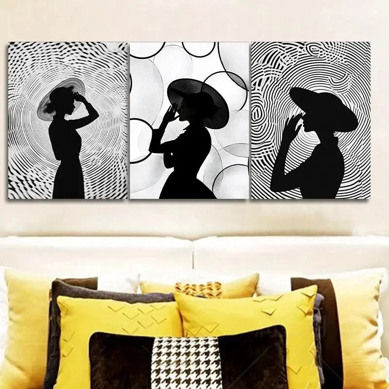 3-Piece Elegant Silhouette Circular Patterns Wall Art Set - Framed Canvas 40x60cm - High Quality Print - 100% Australian Made - Ready to Hang - Perfect for Living Room, Bedroom & Office Decor