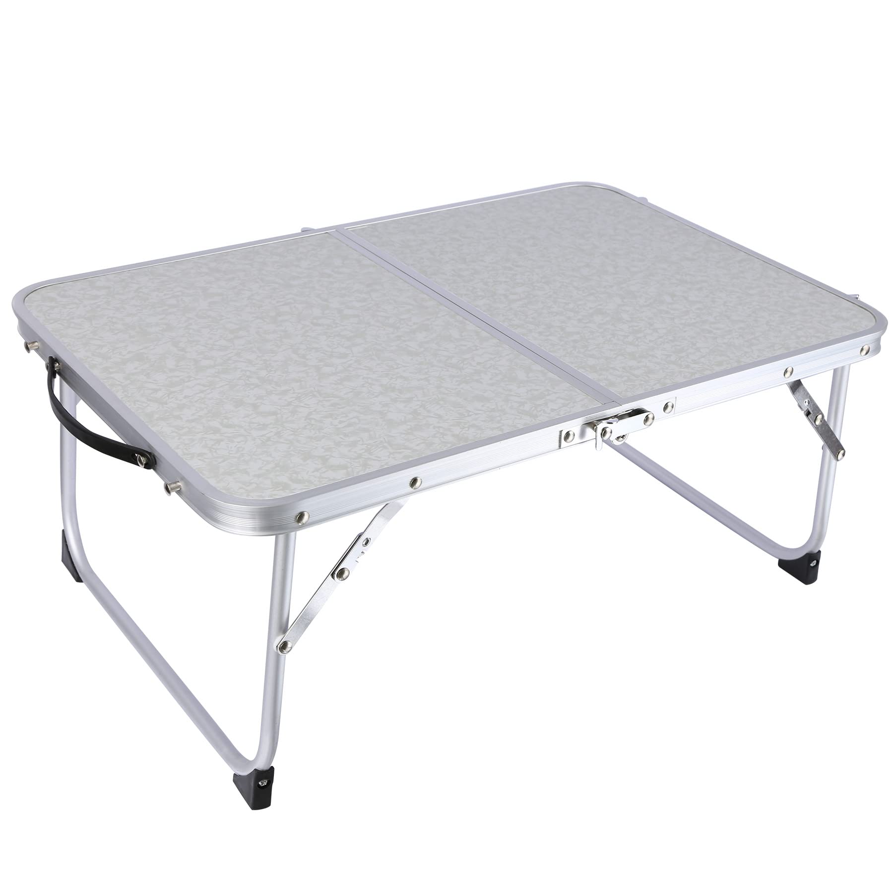 CAMPMOON Foldable Laptop Table for Bed - Lightweight Portable Laptop Desk with Adjustable Height, Perfect for Working, Eating, Studying in Bed, Office, Dorm or Picnic (Silver)