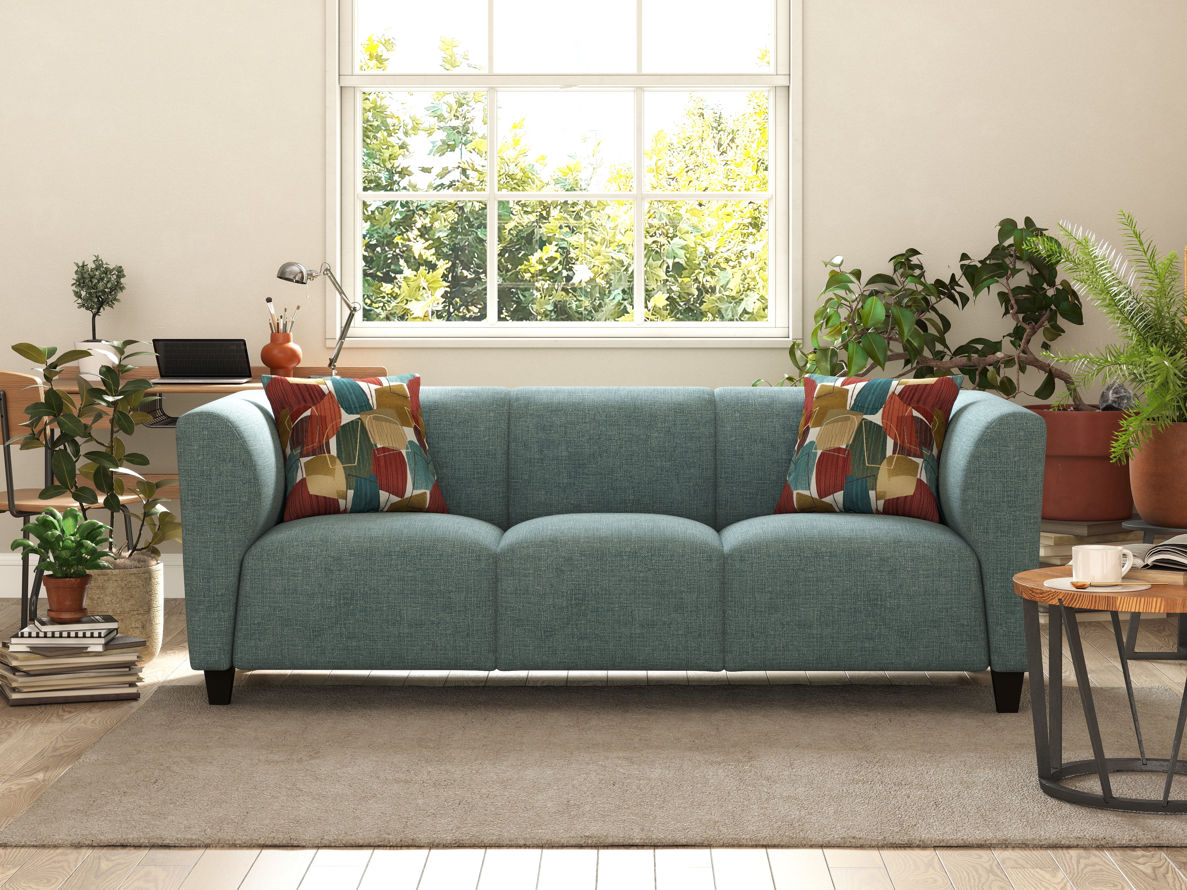 Roundhill Furniture Della Upholstered Sofa and Loveseat Set - Modern Living Room Furniture for Small Spaces | Perfect for Apartments, Condos & Cozy Homes