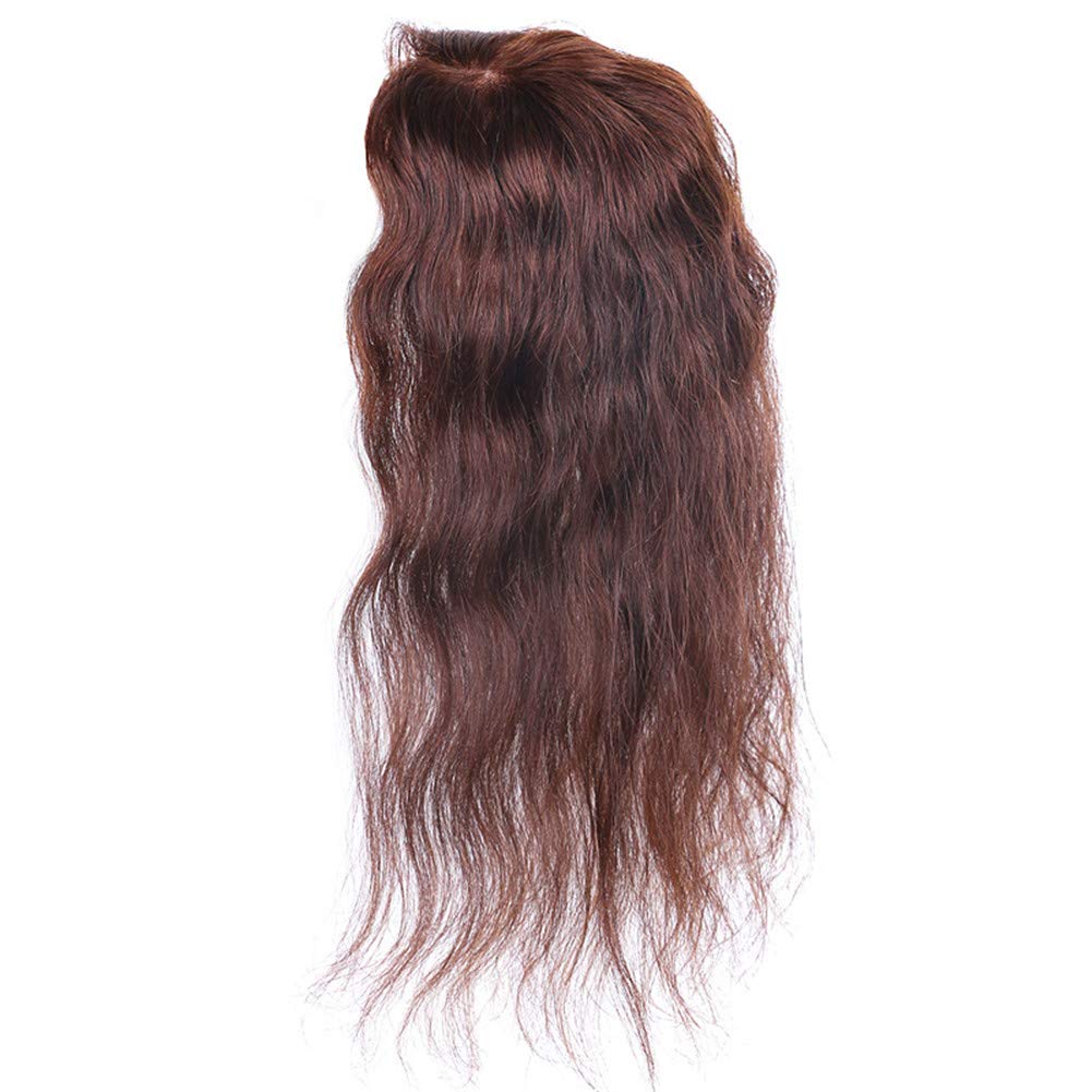 RemeeHi Real Remy Human Hair Long Wavy Clip-In Hair Topper - 7x10 Handmade Wiglet for Thinning Hair, Dark Brown 25cm/10 Inch | Perfect for Daily Wear, Parties & Special Occasions