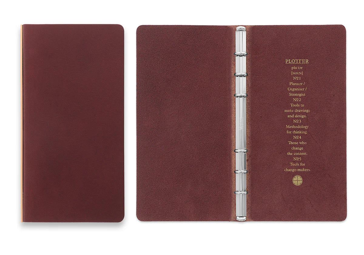 Premium PLT5012 Narrow 6-Ring Leather Binder for Plotter Liscio - Professional Organizer for Business, School & Office Documents | A5 Size Refillable Planner Notebook