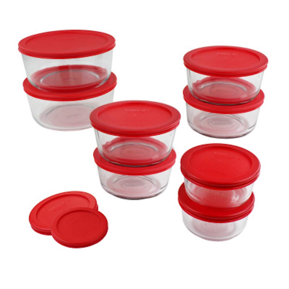 Pyrex 18-Piece Glass Food Storage Set with Lids - Airtight Containers for Meal Prep, Leftovers & Pantry Organization | BPA-Free, Microwave & Oven Safe