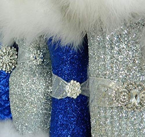 Royal Blue Wedding Set - 2 Champagne Flutes, 2 Cake Knives & 3 Candle Holders (7-Piece) | Elegant Toasting Glasses & Wedding Cake Cutters | Perfect Bridal Shower & Wedding Gift for Couples | Ideal for Wedding Receptions, Anniversary Celebrations & Romantic Dinners