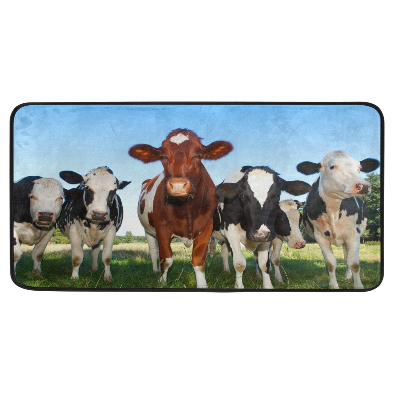 MOYYO Anti-Fatigue Kitchen Mat - Non-Slip Cow Print Floor Rug, Oil & Stain Resistant, Easy to Clean - Comfortable Cushion for Standing - Perfect for Kitchen, Bathroom, Indoor/Outdoor Entryway & High-Traffic Areas