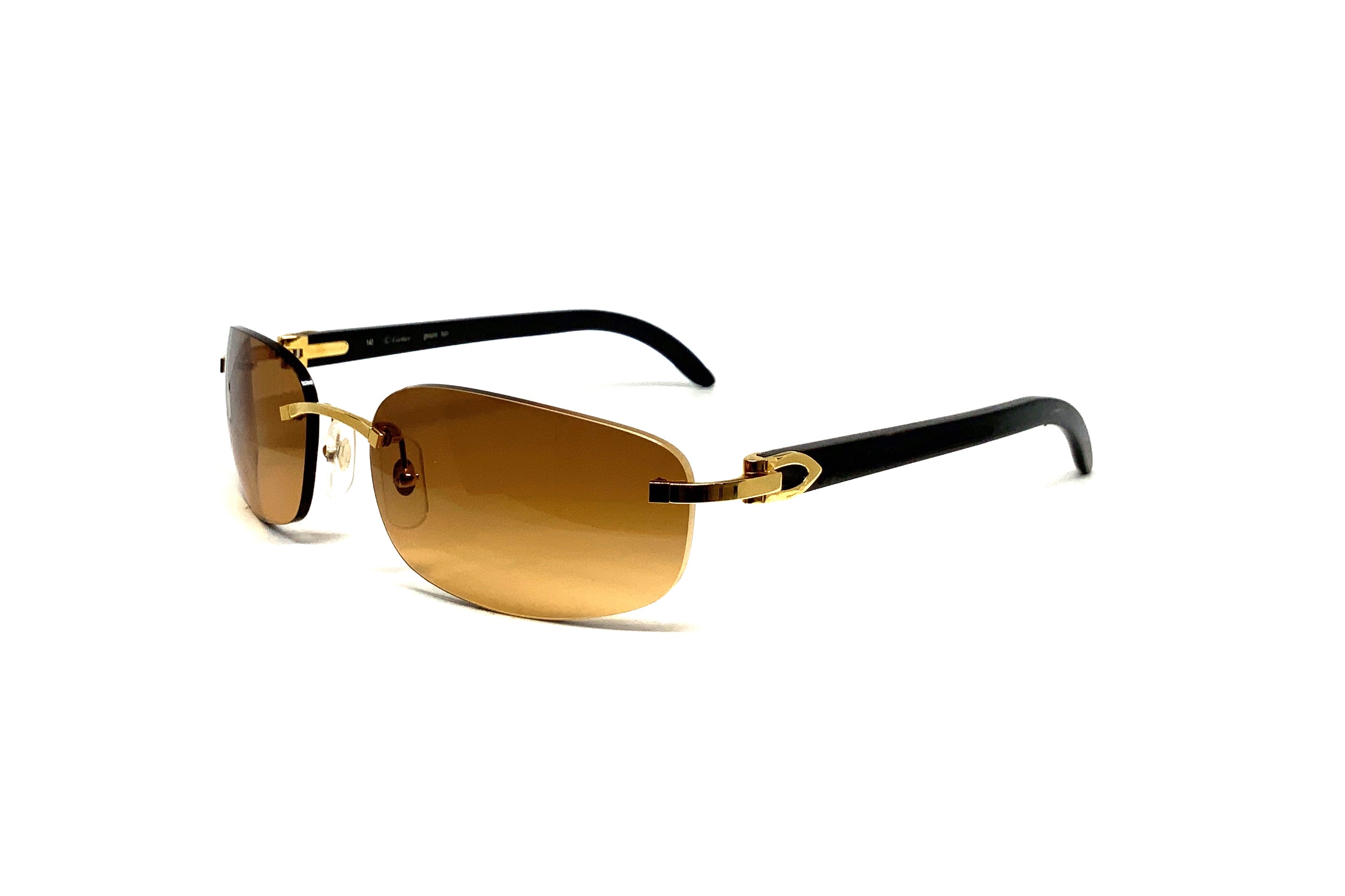 Cartier Trinity de Cartier CT0020RS Sunglasses - Black Buffalo Horn Frame with Brown Gradient Lenses | Luxury Unisex Eyewear for Fashion & Outdoor Protection