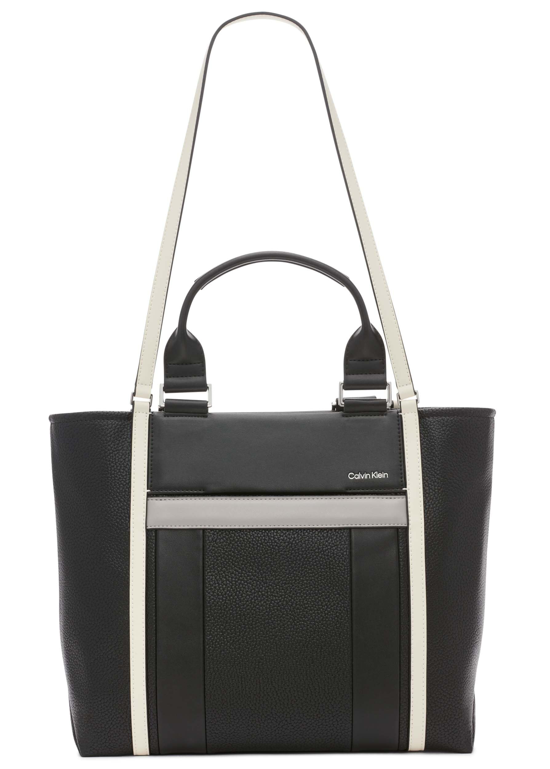 Calvin Klein Women's Sol Box Tote Bag – 2-in-1 Convertible Vegan Leather Purse with 5 Pockets | Perfect for Work, Travel & Everyday Use