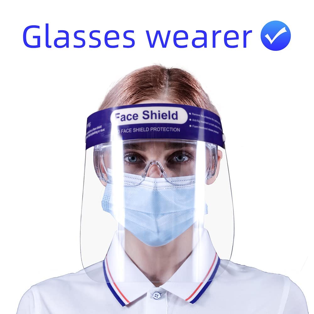 ANDX 200 Pack Reusable Face Shield - Anti-Fog, Windproof & Dustproof, Clear Adjustable Face Protection for Adults (11.4 x 9.8 Inches) - Perfect for Construction, Woodworking, Painting & Outdoor Activities