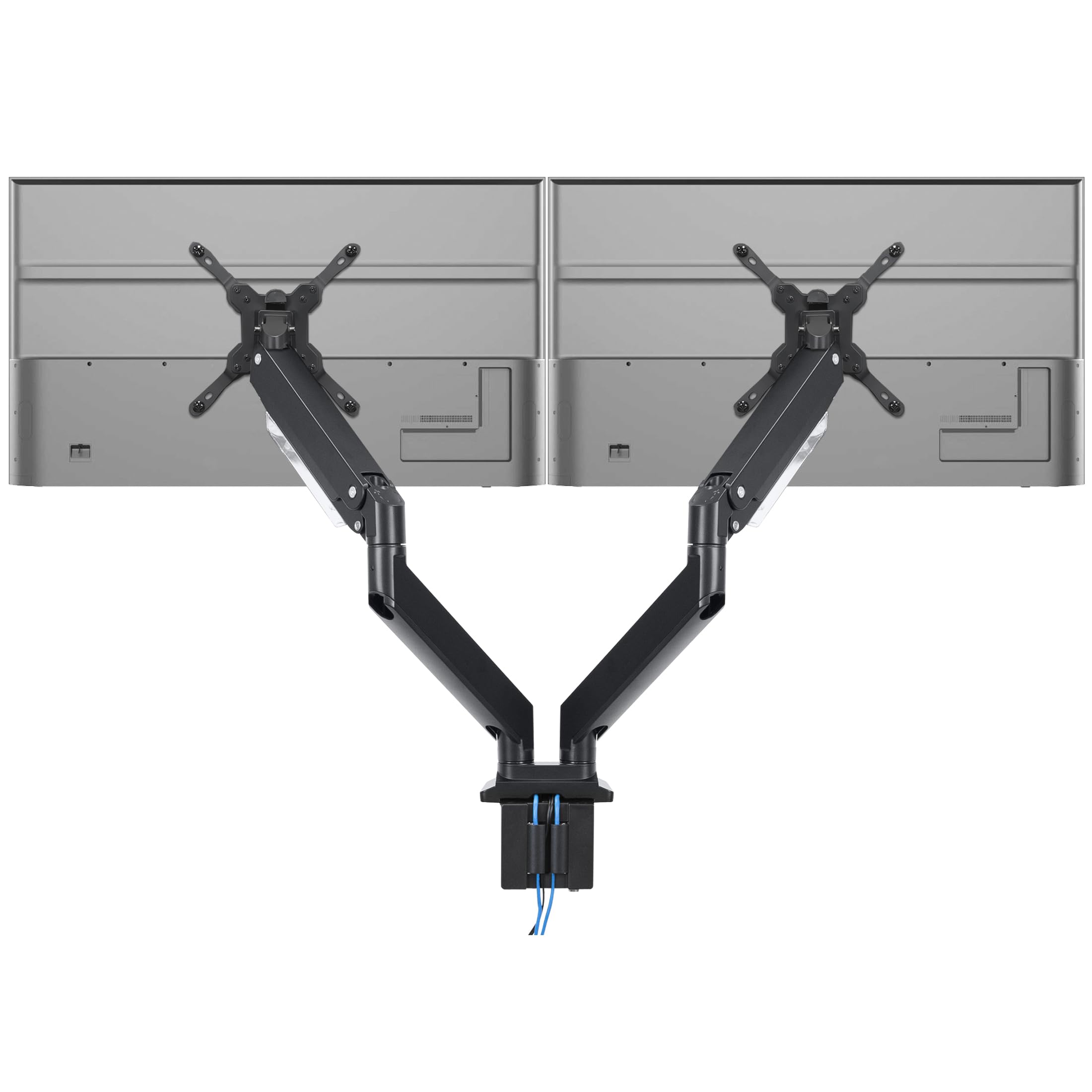 MOUNT-IT! Heavy Duty Dual Monitor Desk Mount Stand with USB 3.0 Ports - 33 lbs Capacity Per Arm, Adjustable Gas Spring, Full Motion Articulating Arms for Computer Screens (17-35 inch VESA Compatible) - Perfect for Home Office, Gaming Setup & Workspace Ergonomics