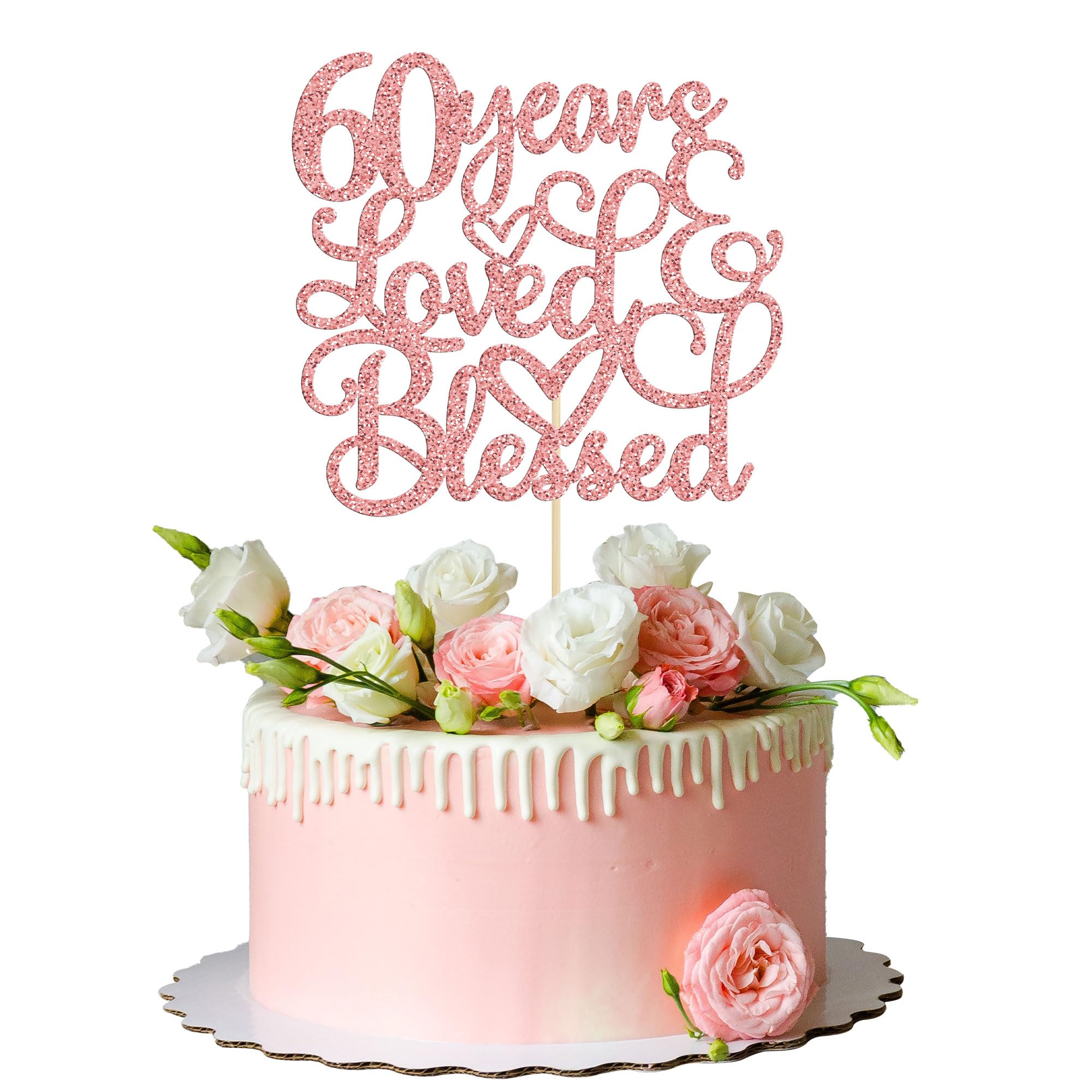 Rose Gold Glitter 60th Birthday Cake Topper - Cheers to 60 Years Anniversary Decor for Wedding, Party & Celebration Supplies | Perfect for Milestone Birthdays & Golden Anniversaries