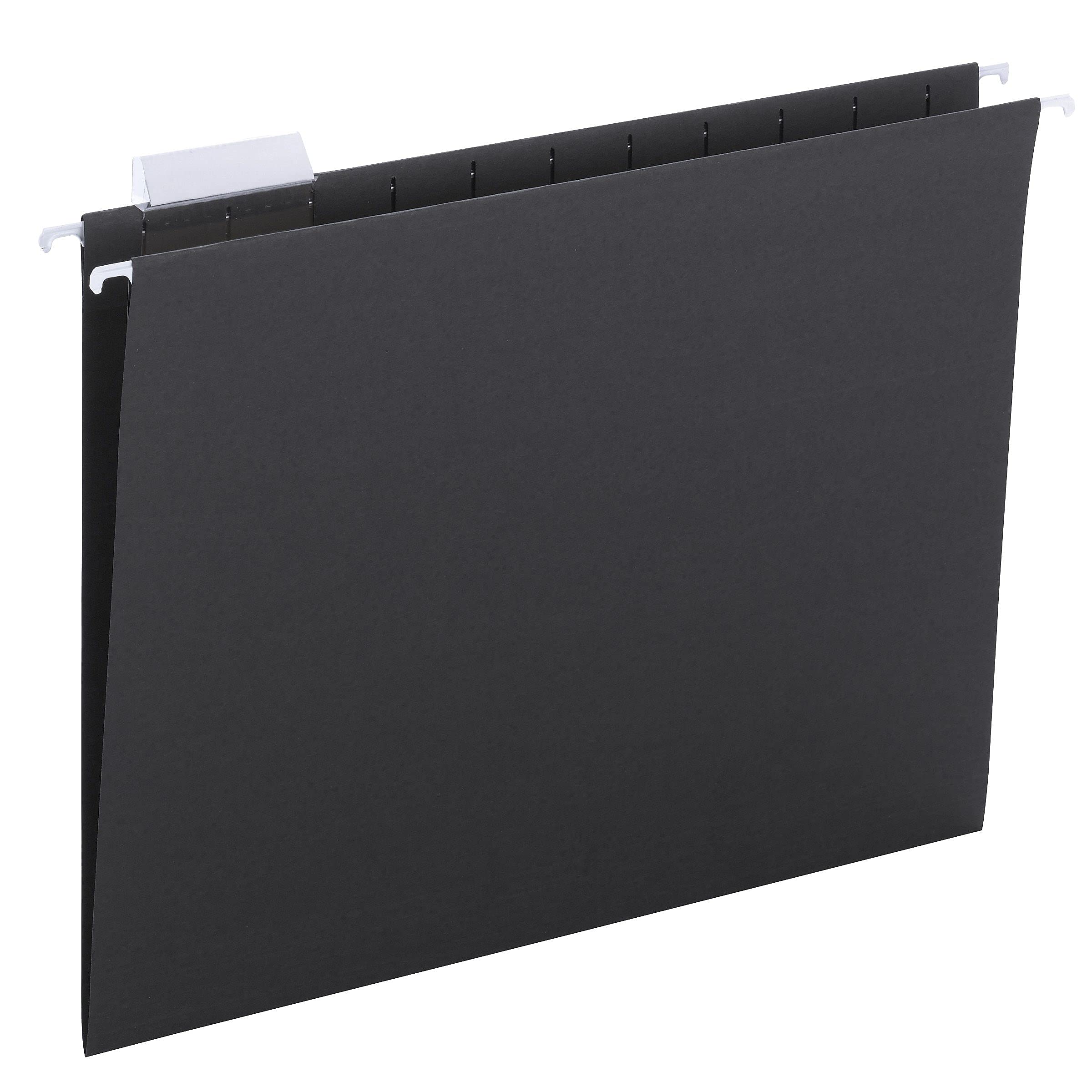 Smead 64062 Hanging File Folders - 1/5 Cut, 11 Point Stock, Letter Size, Black (25/Box) - Perfect for Office Organization & Document Filing