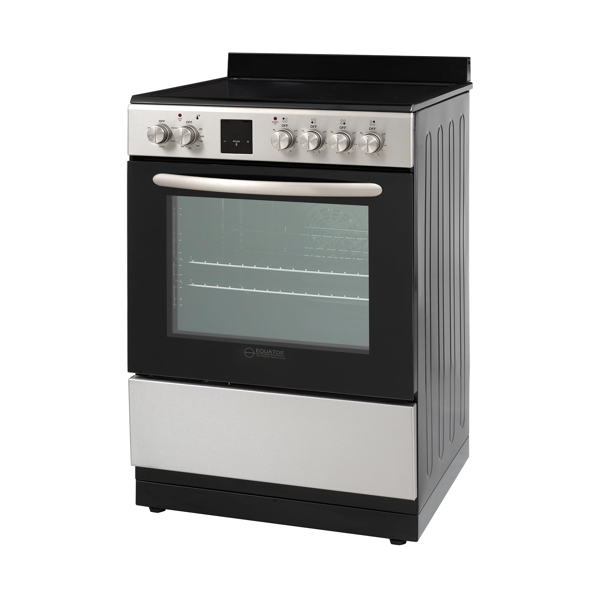 24-Inch Stainless Steel Electric Stove with Convection Oven, Air Fryer & Ceramic Cooktop - 4 Burner Kitchen Range for Baking, Roasting & Air Frying | Perfect for Home Chefs & Modern Kitchens (SS)