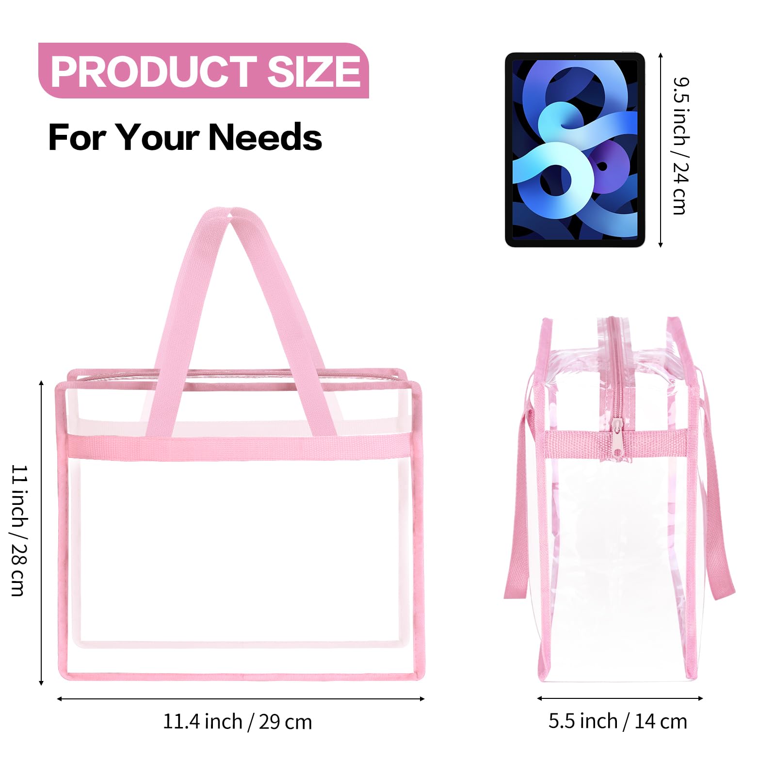 2-Piece Clear Beach Tote Bags - Stadium Approved for Travel & Shopping