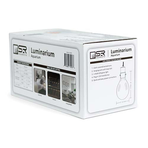 SR Aquaristik Small Hanging Luminarium Aquarium - Compact LED Nano Fish Tank for Home & Office Decor, Perfect for Betta Fish, Shrimp, or Small Aquatic Plants