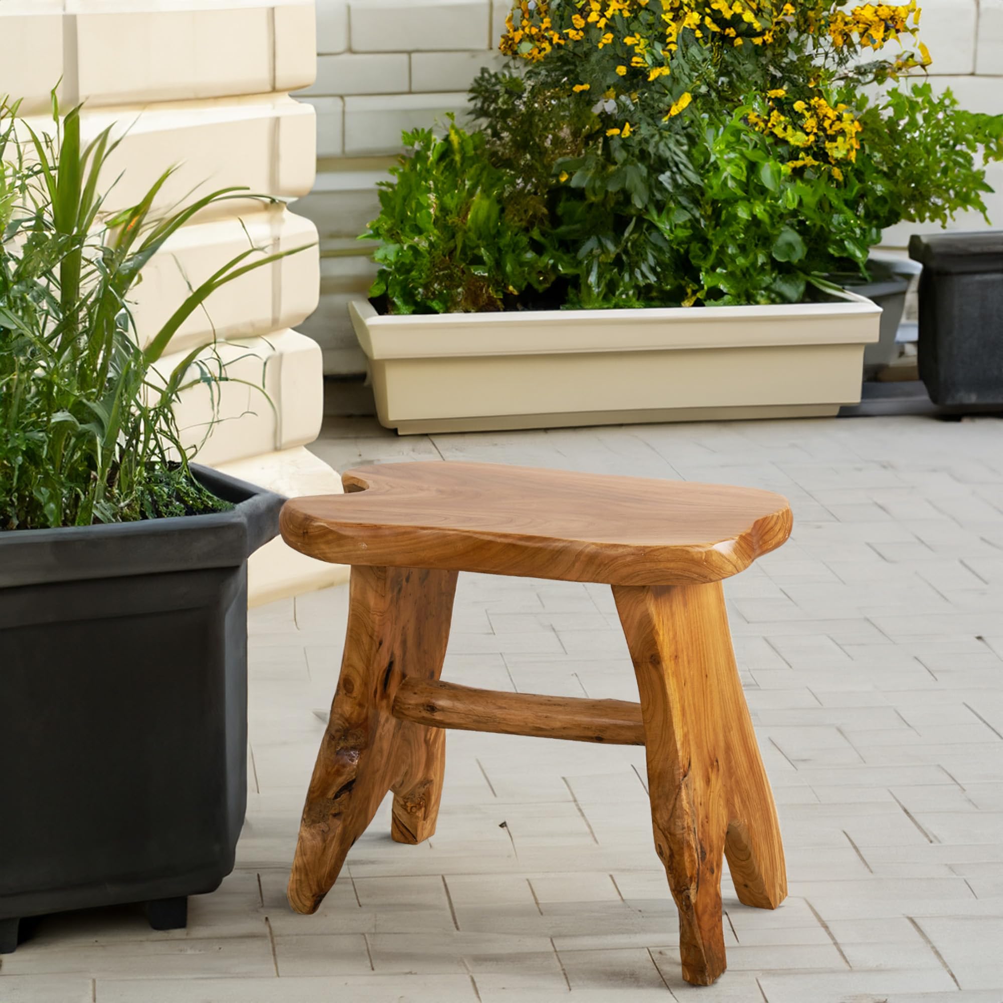 Natural Cedar Root Stump Stool - Solid Wood Live Edge Side Table, Rustic Plant Stand & Vintage Footrest (20