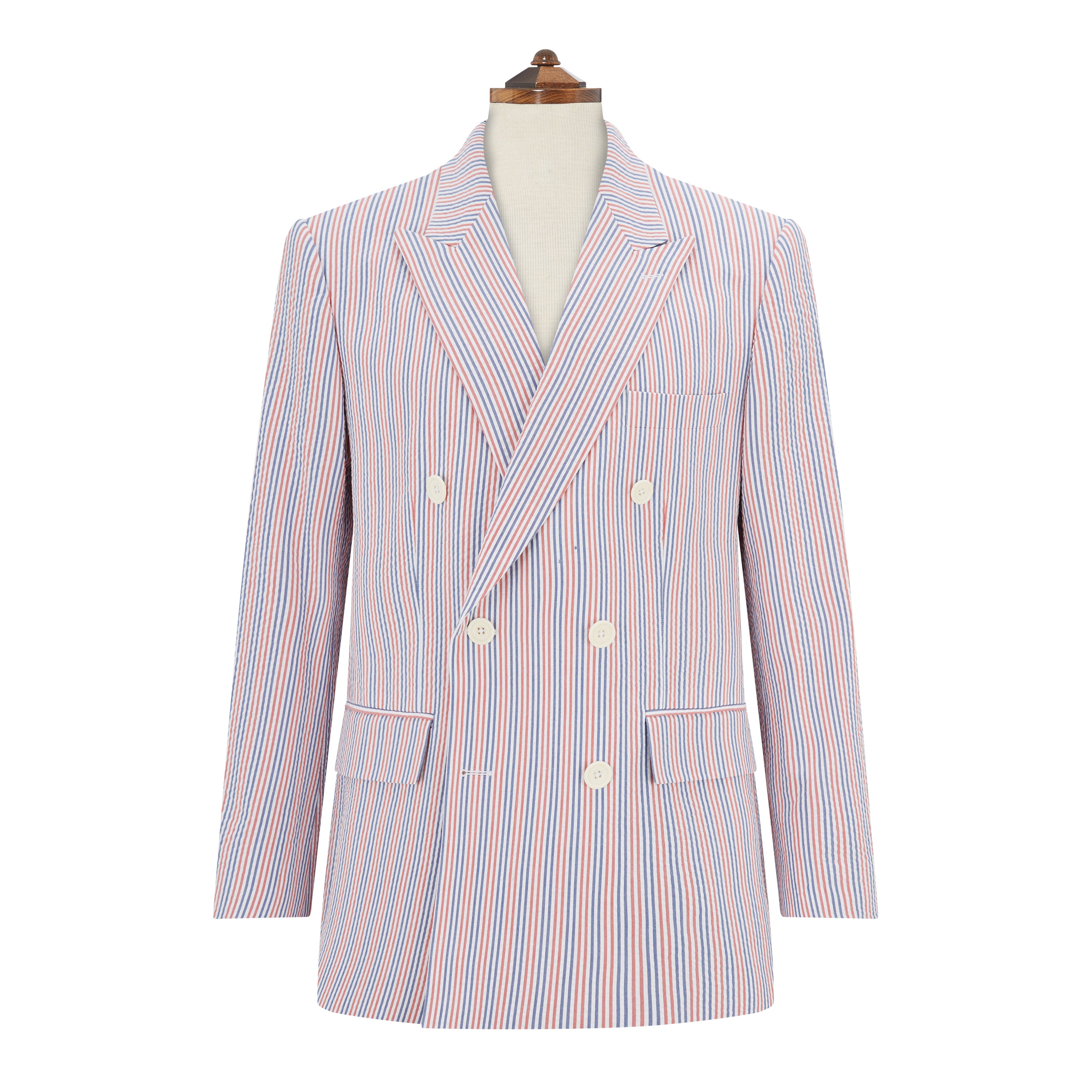 Baylen Blue & Red Seersucker Jacket for Men - Lightweight Summer Blazer - Perfect for Weddings, Parties & Outdoor Events