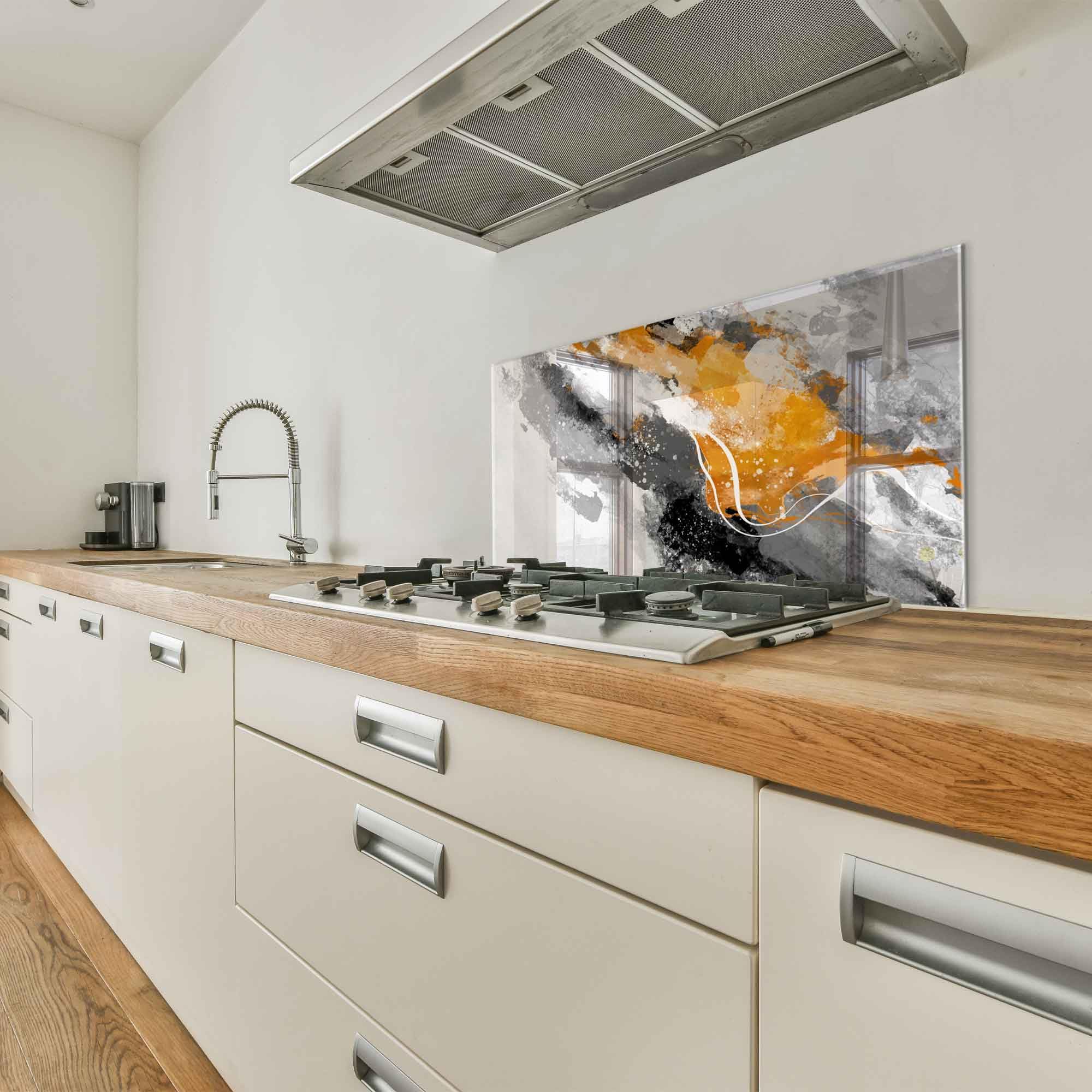 Tempered Glass Kitchen Backsplash - 30x16 Inch Heat-Resistant Stove Splash Guard, Waterproof Sink Cover & Modern Wall Decor for Home - Perfect for Cooking, Baking & Kitchen Protection