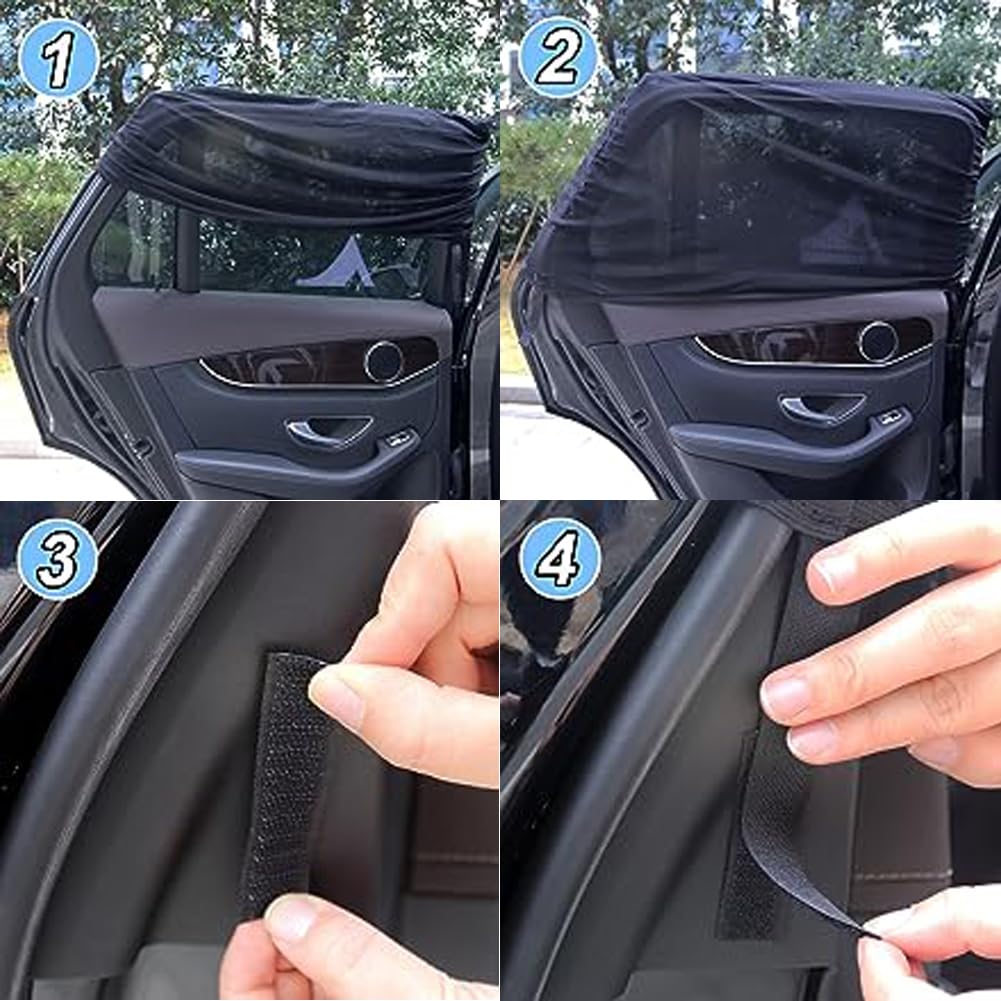 2 Pack Breathable Mesh Car Window Shades - UV Protection Sun Screens for Baby & Camping - Fits Car, Truck, SUV, Van (Large 49