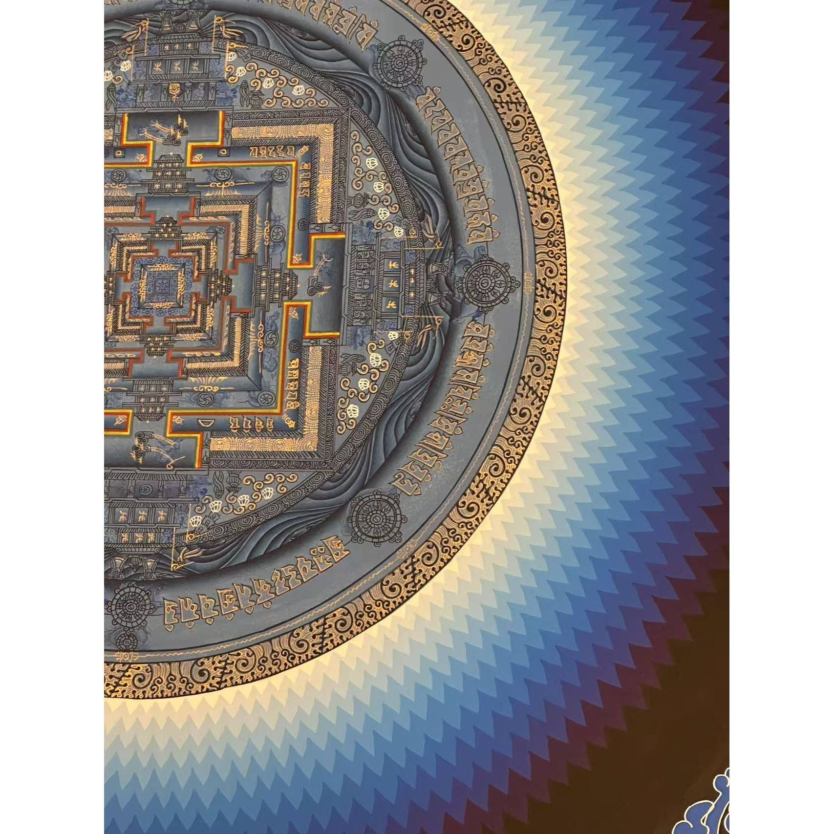 Authentic Tibetan Thangka Painting - Kalachakra Mandala Wall Art | Handmade Buddhist Decor for Meditation Room & Spiritual Home Decor