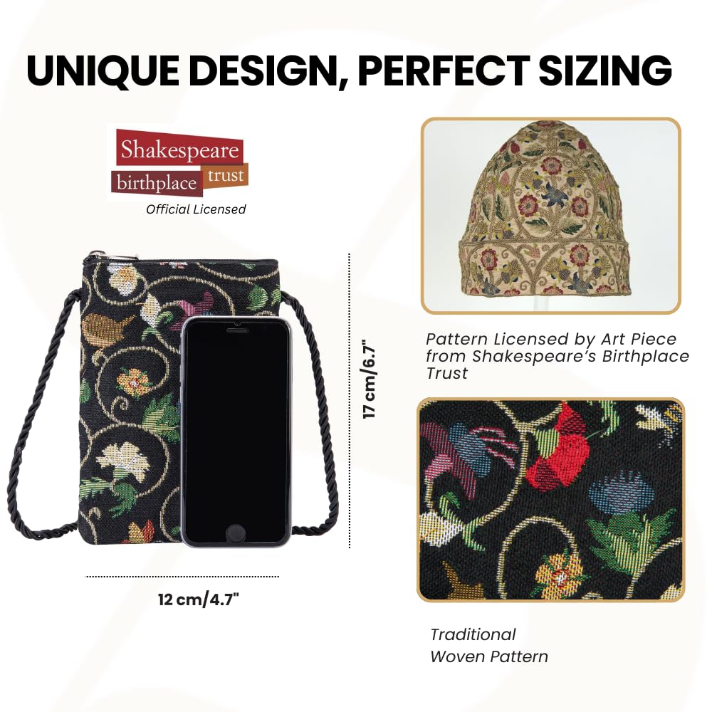 Signare Tapestry Mini Crossbody Phone Bag for Women - Small Purse for iPhone, Samsung & Smartphones - Perfect for Concerts, Travel & Everyday Use