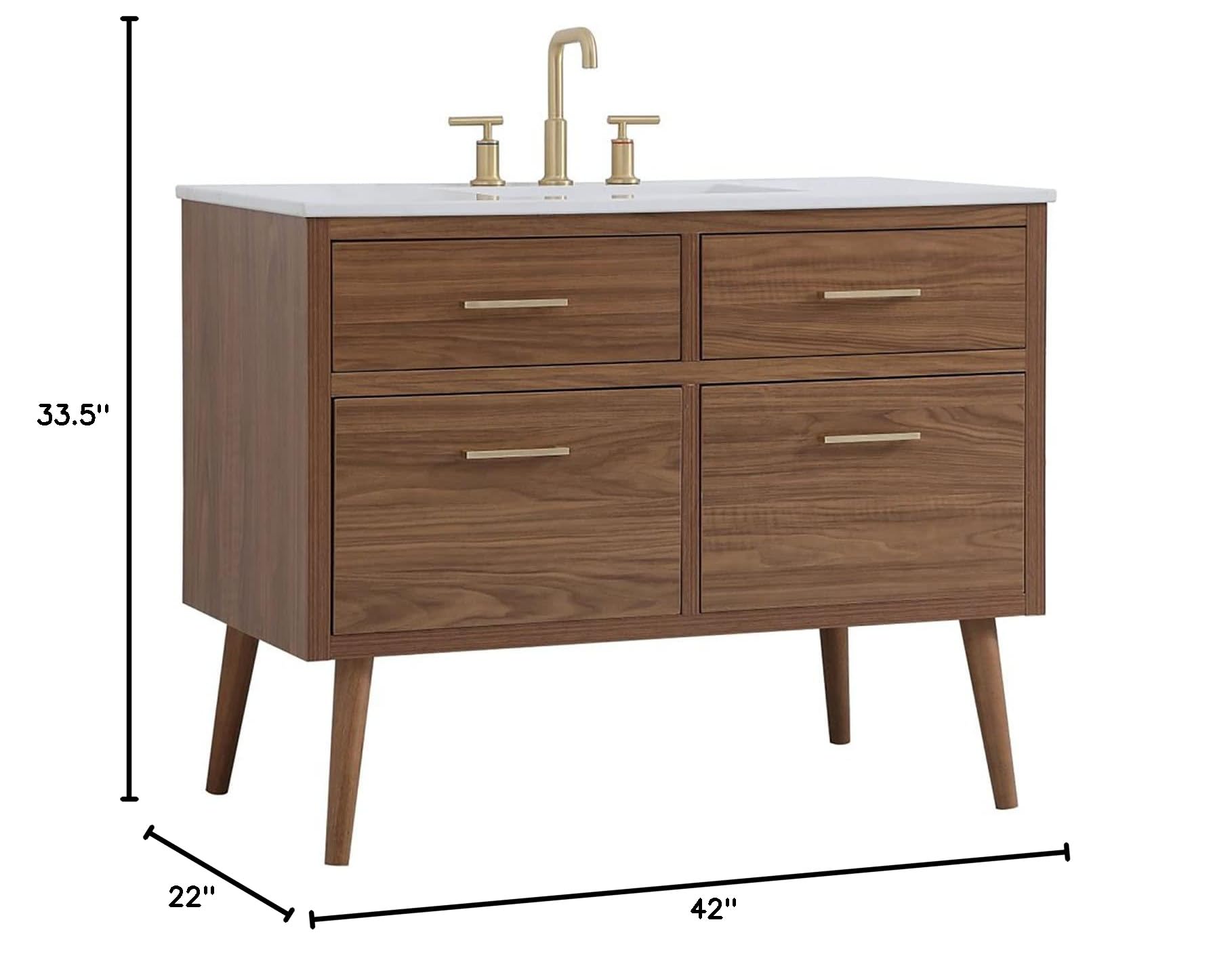 42 Inch Bathroom Vanity Cabinet with Sink - Elegant Walnut Brown Finish for Modern Bathroom & Kitchen Remodeling | Perfect for Small Space Bathrooms & Powder Rooms