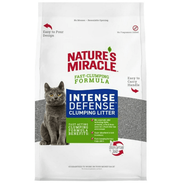 Nature's Miracle Intense Defense Odor Control Clumping Cat Litter - Long-Lasting Freshness for Multi-Cat Homes & Large Litter Boxes
