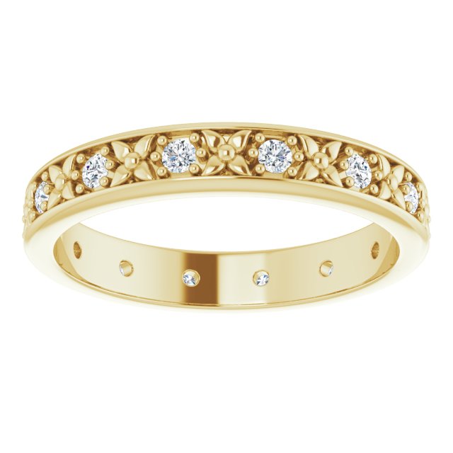 0.28 Carat Round Diamond Eternity Band Floral Design Wedding Ring for Women - Perfect for Anniversaries, Engagements & Special Occasions
