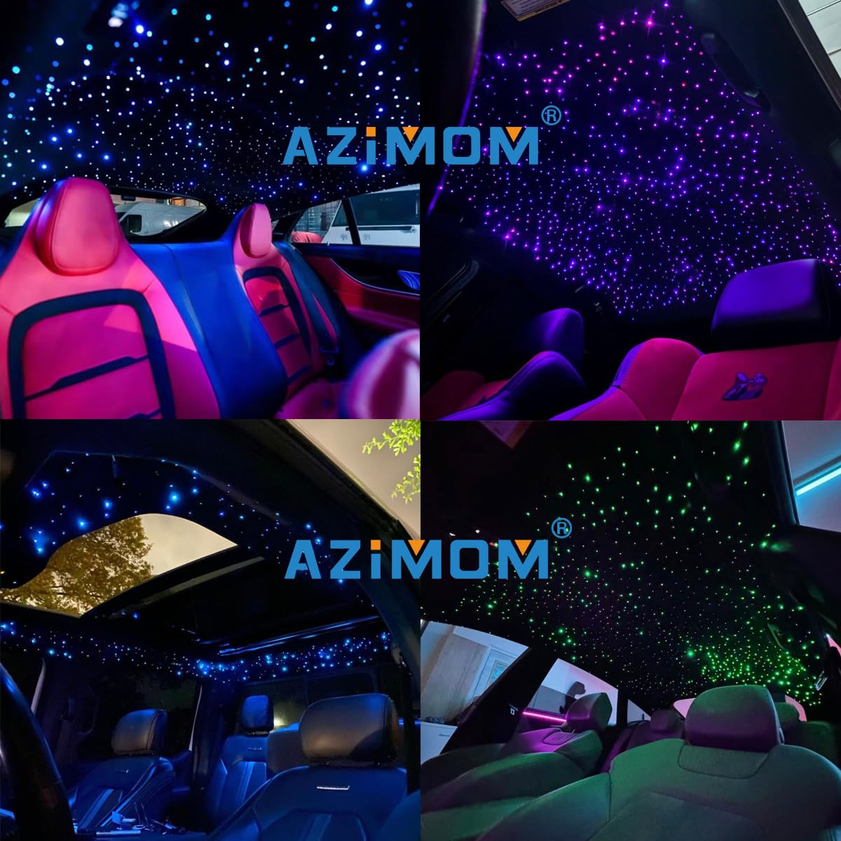 AZIMOM 16W Twinkle & Sound Activated 550pcs Fiber Optic Star Ceiling Kit - 0.03in x 9.8ft End Glow Light Strands with APP & Remote Control for Car, Home, Bedroom, Theater & Party Decoration