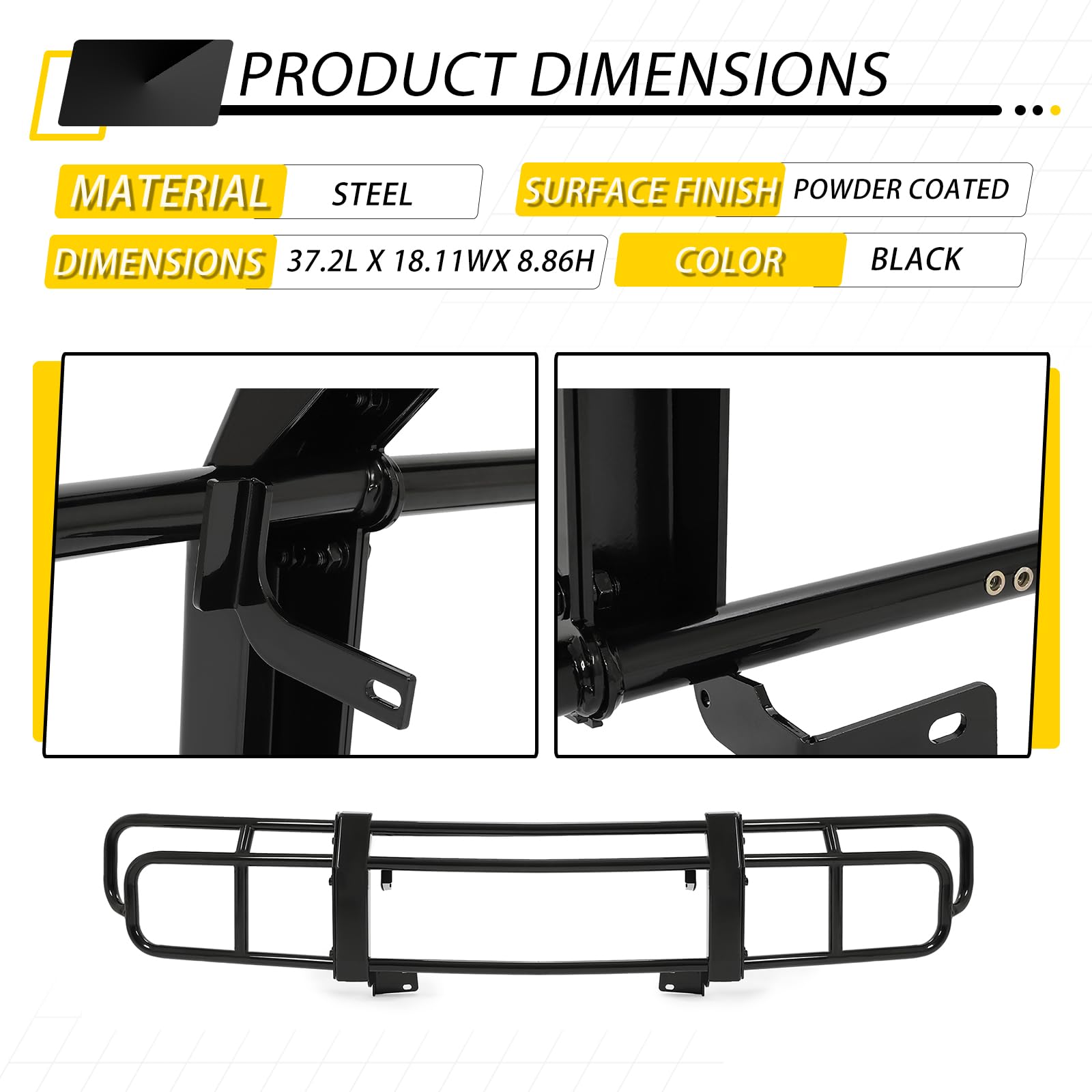 KUAFU Heavy Duty Steel Front Bumper Brush Guard for 2003-2009 Hummer H2 - Black Powder Coated Off-Road Protection | Perfect for Truck Accessories, Off-Roading & Vehicle Protection