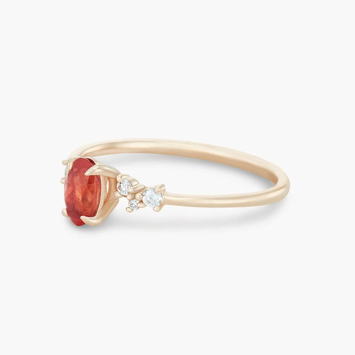 14K Yellow Gold Ring with Coral Sapphire - Unique & Elegant Jewelry for Women - Perfect for Weddings, Anniversaries & Special Occasions