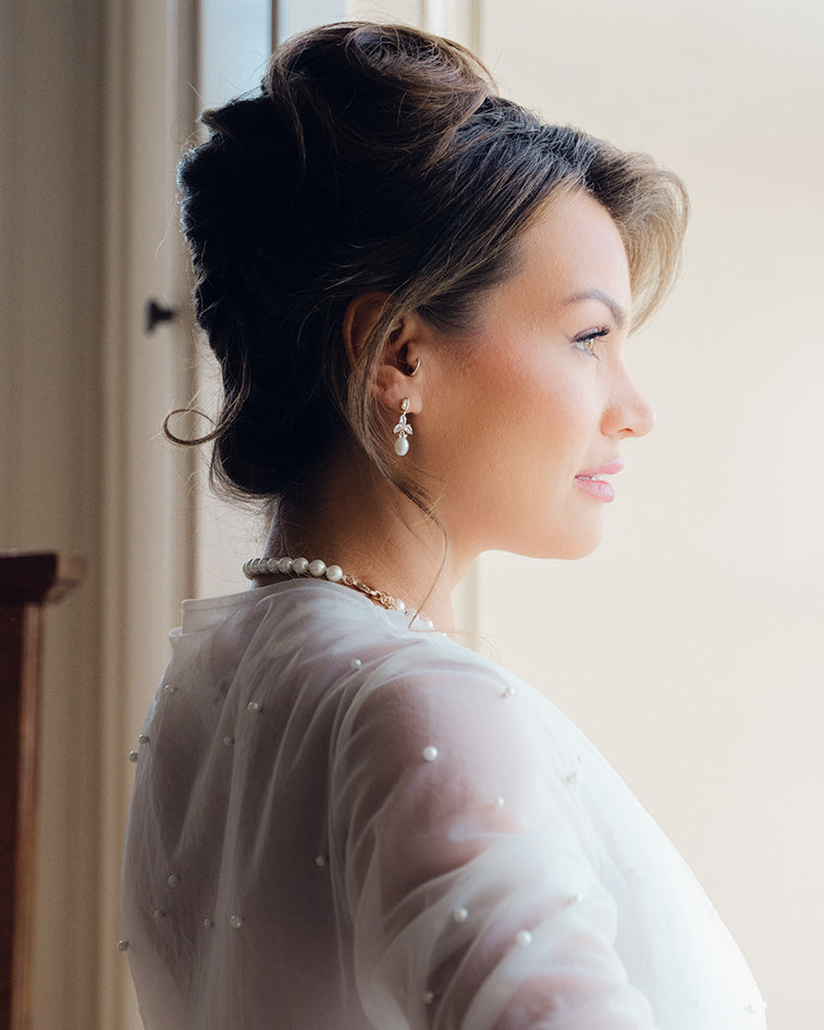 Olivia Freshwater Pearl & Cubic Zirconia Earrings for Women - Elegant Dangle Drop Earrings for Wedding, Party & Special Occasions