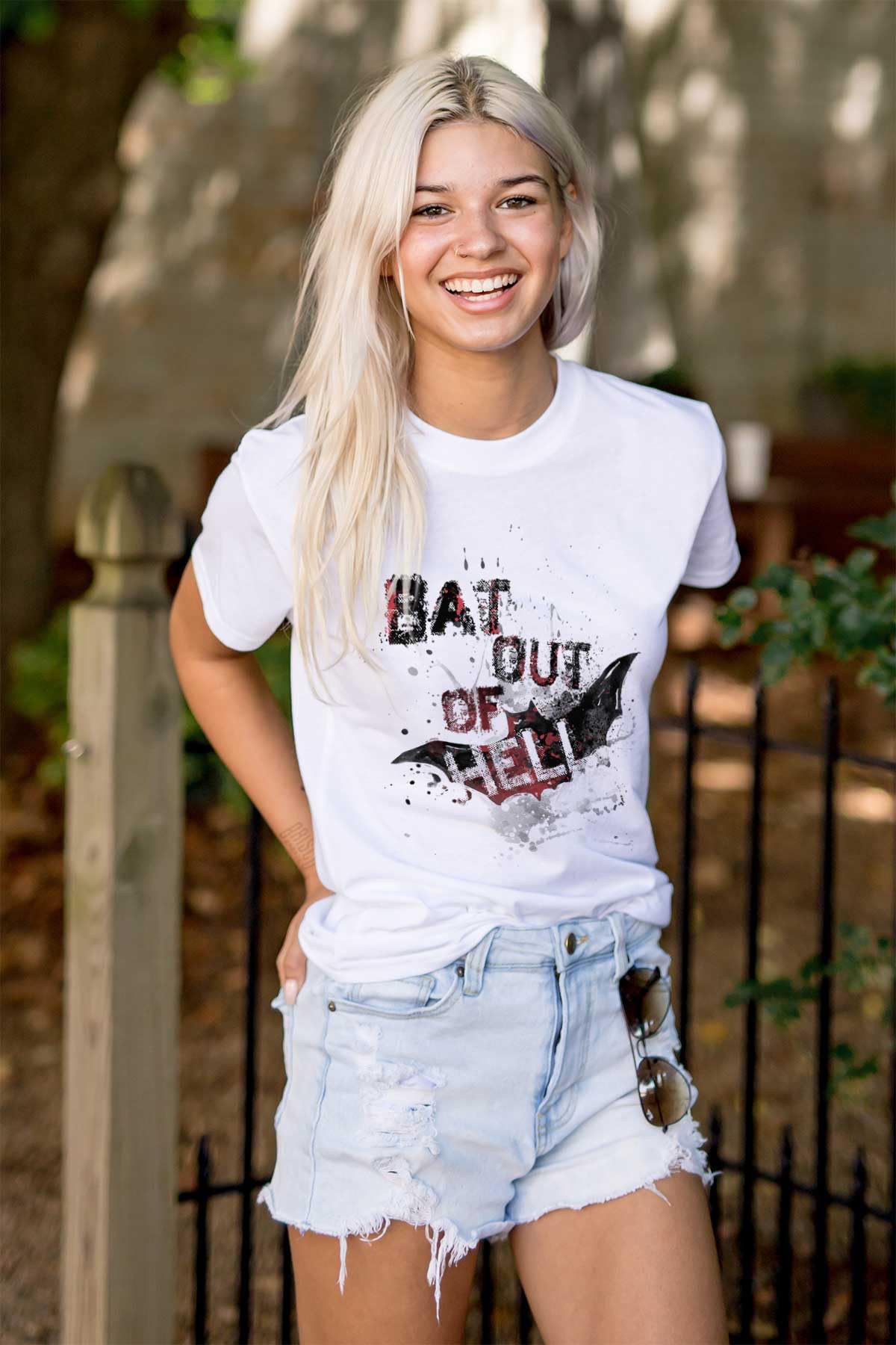 Halloween Bat Out of Hell Spooky Graphic T-Shirt for Men & Women - Perfect for Halloween Parties, Costume Events & Gothic Fashion