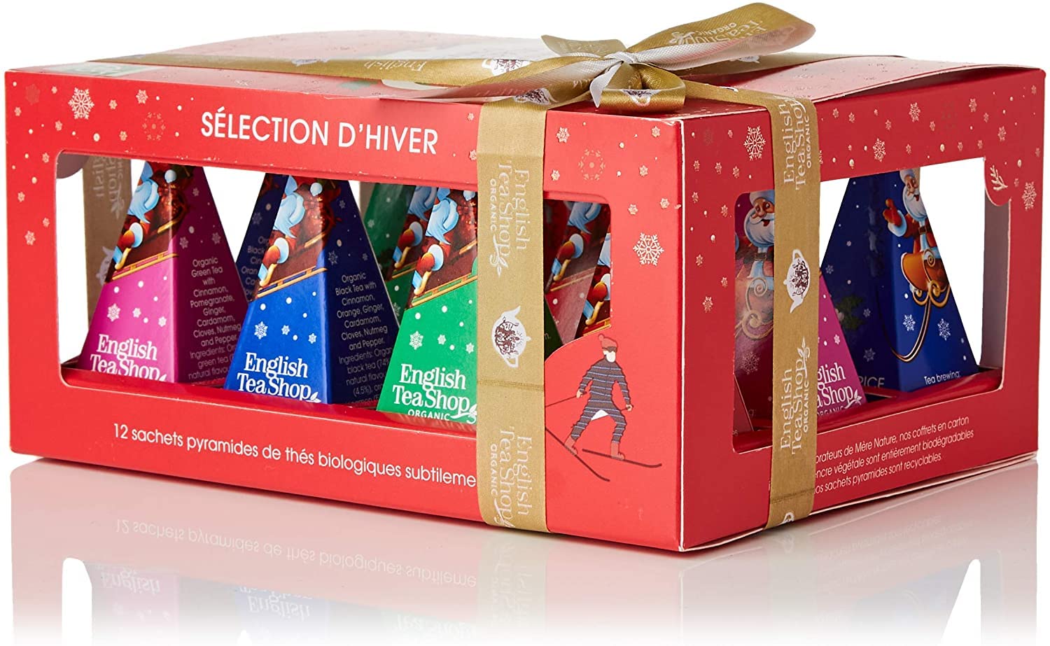 Organic Christmas Tea Gift Set - English Tea Shop Winter Selection (4 Flavors, 12 Tea Bags) - Holiday Tea Collection for Gifting, Cozy Nights & Festive Gatherings