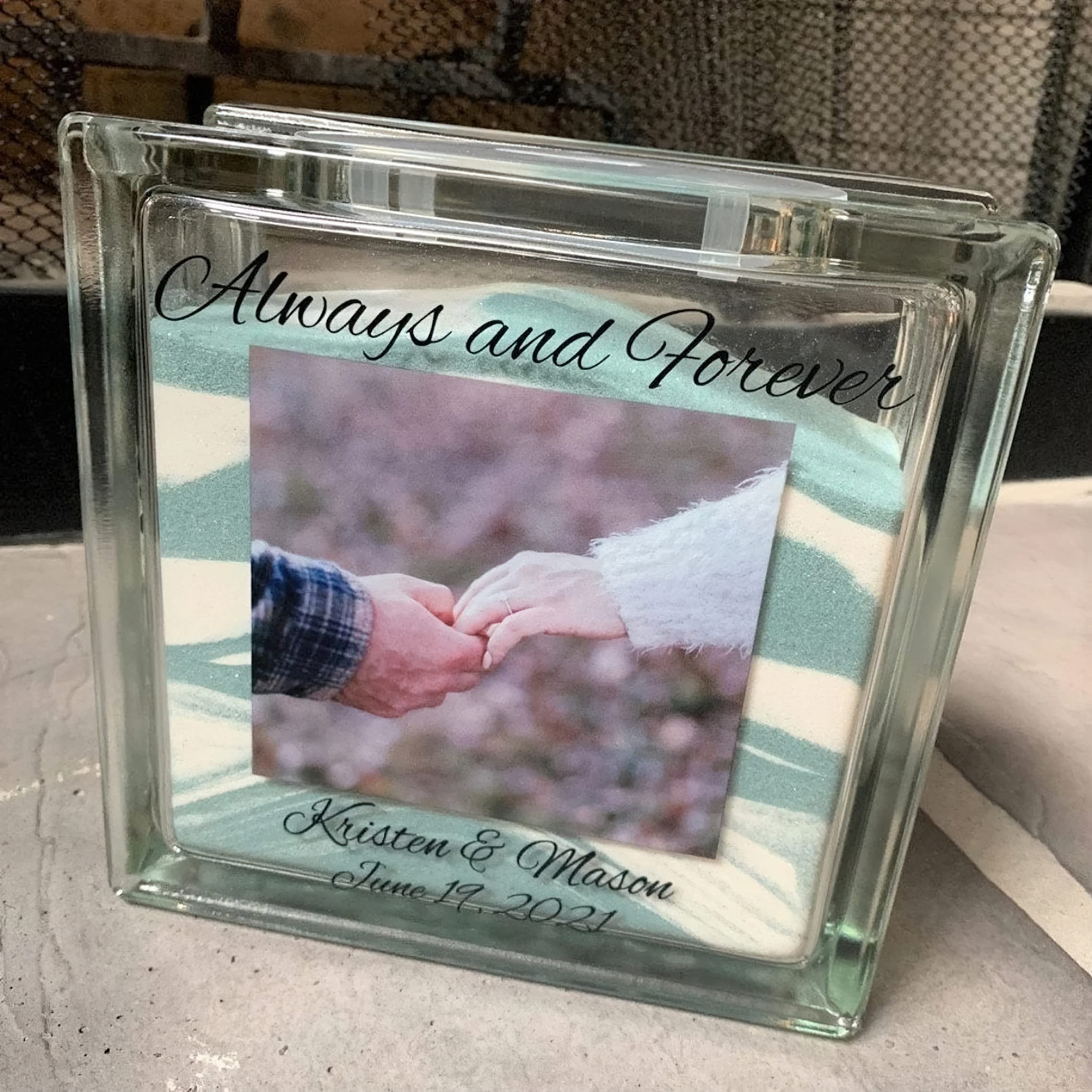 Personalized Unity Sand Ceremony Kit for Weddings - Glass Set with Lid, Sand & Ink Printed Design | Blended Family Wedding Ceremony, Unity Candle Alternative (Design 3) | Perfect for Wedding Vows, Anniversary Celebrations & Family Bonding Moments